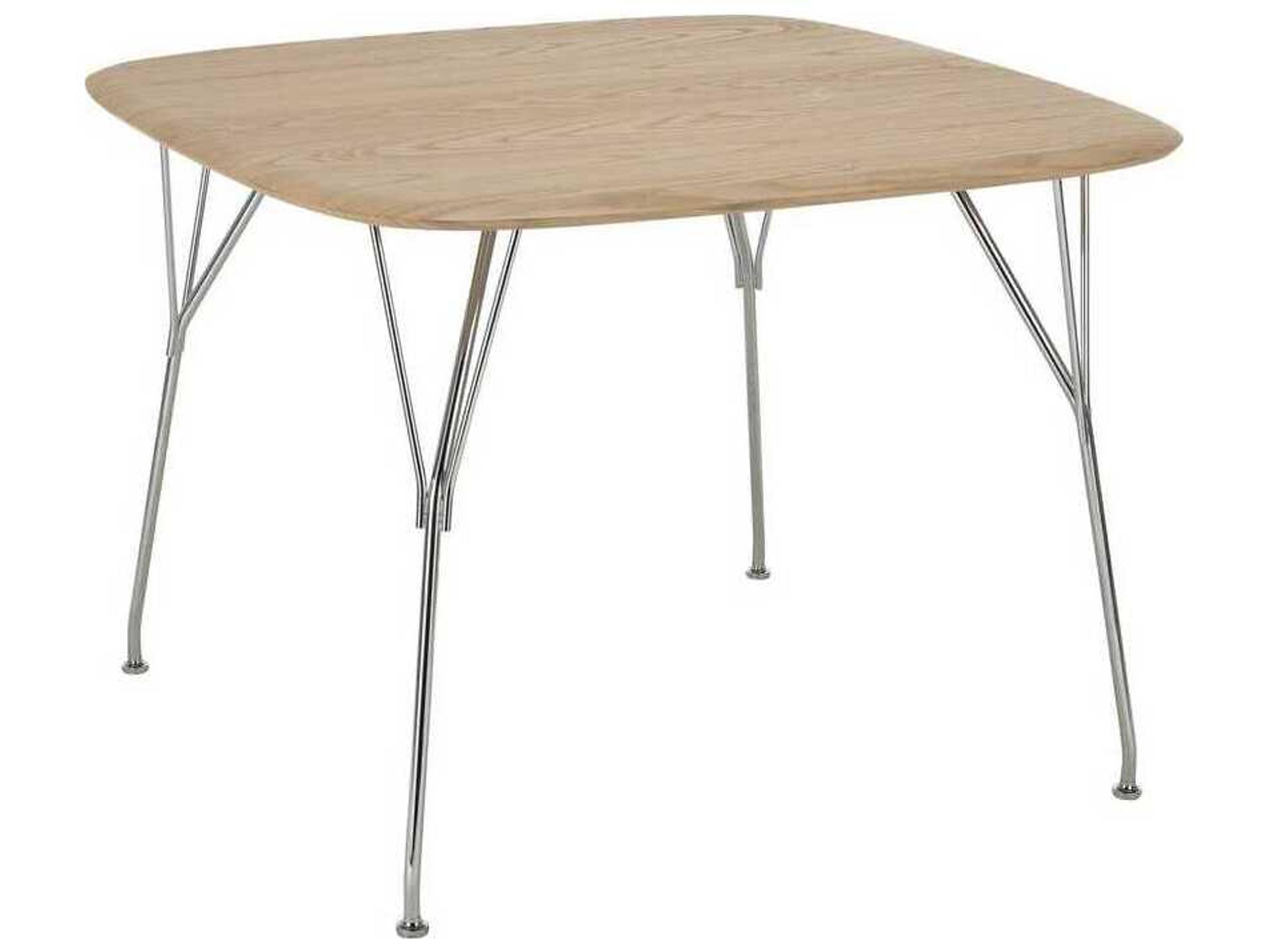 Viscount Of Wood Square Ash Chrome Dining Table