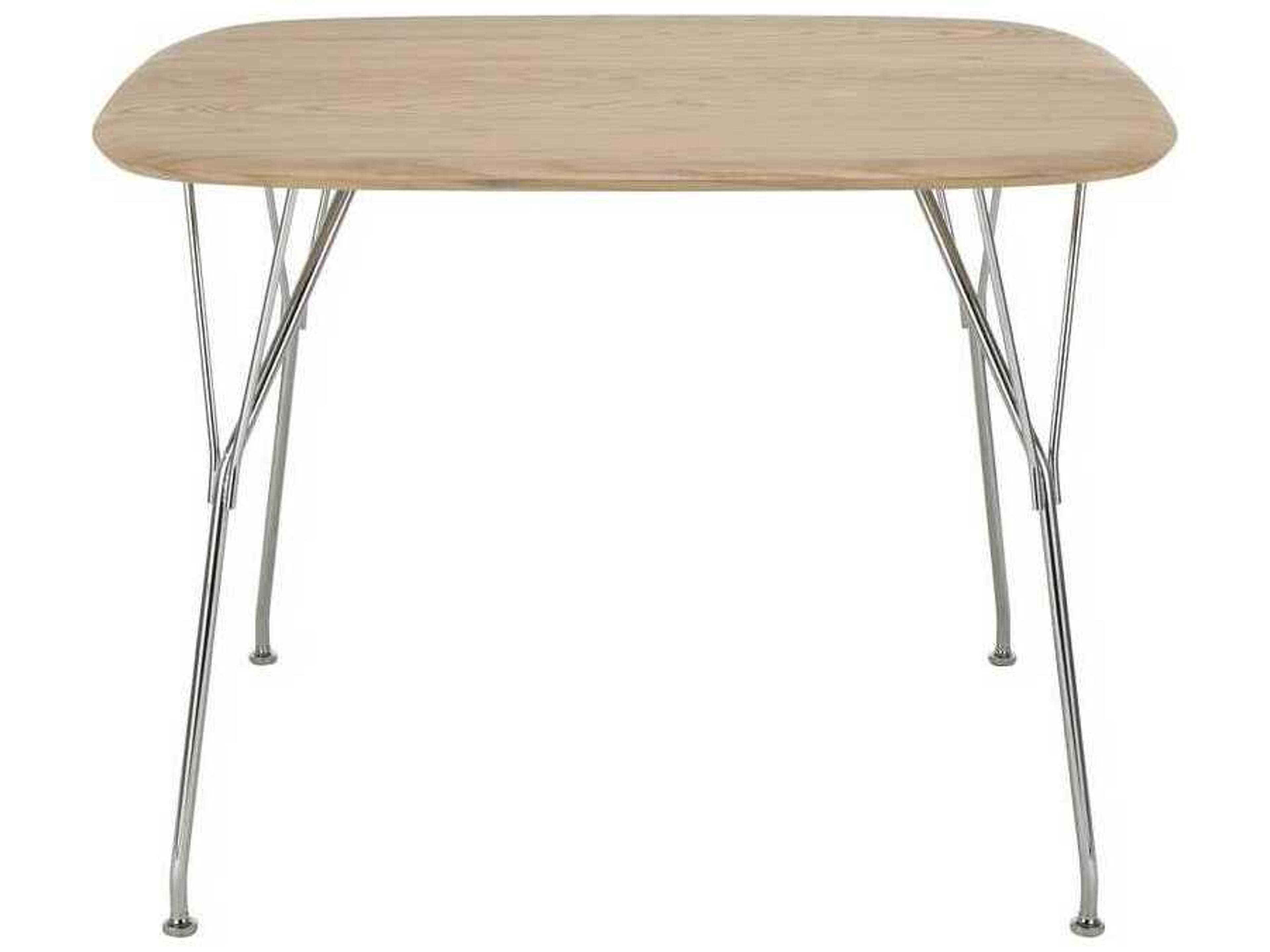 Kartell Viscount Of Wood Square Ash Chrome Dining Table