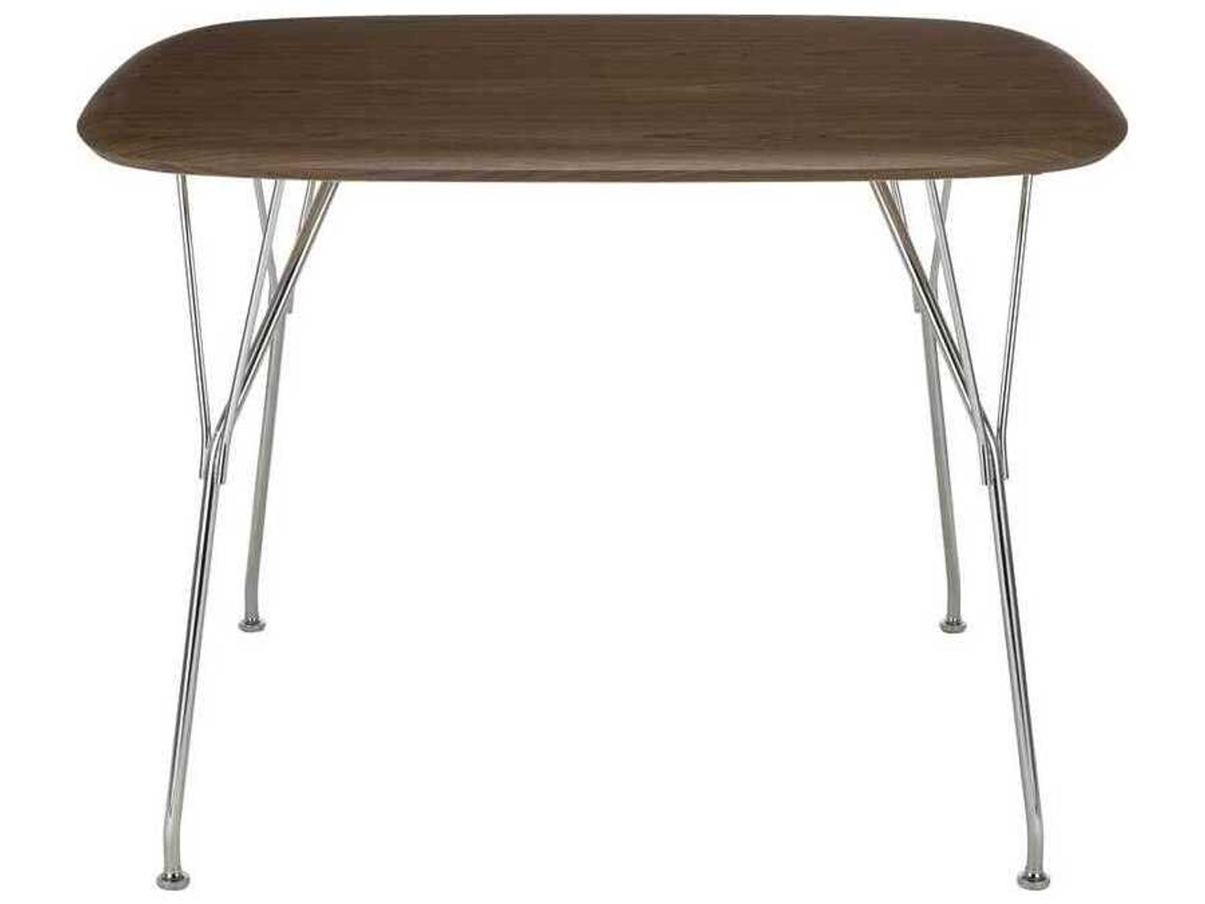 Kartell Viscount Of Wood Square Walnut Chrome Dining Table