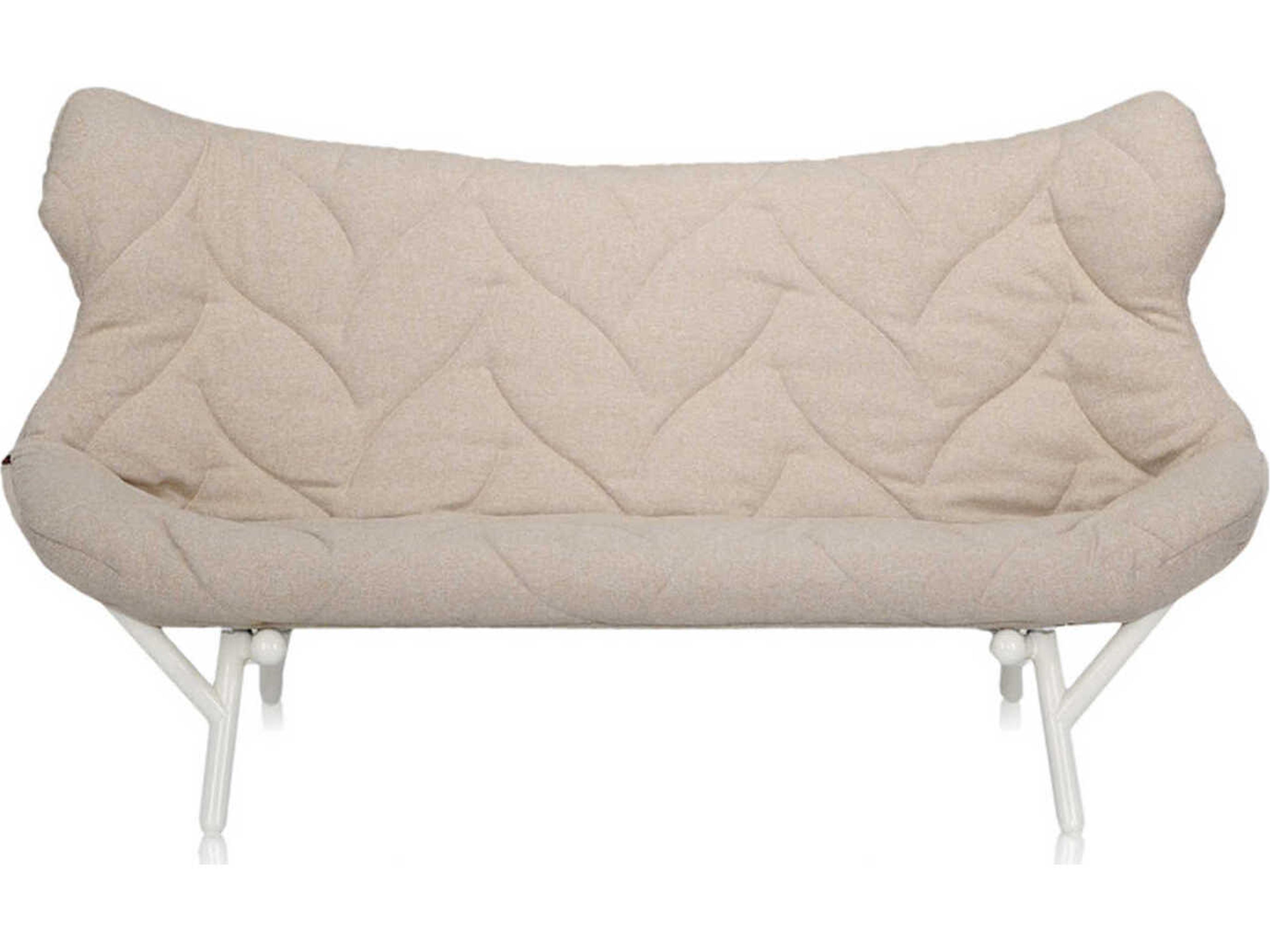 Kartell Foliage Beige Trevira And White Upholstered Loveseat