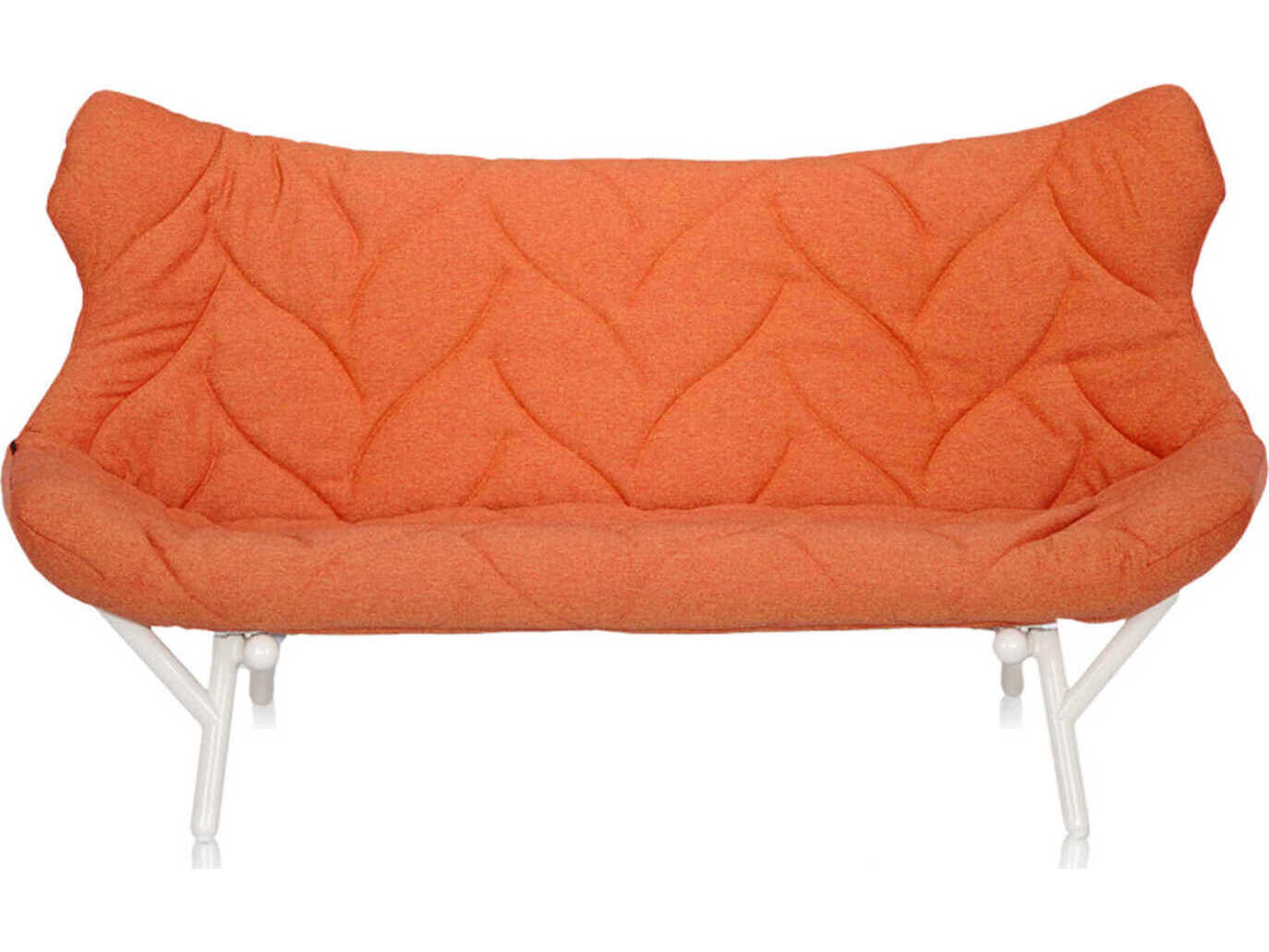 Kartell Foliage Orange Trevira And White Upholstered Loveseat