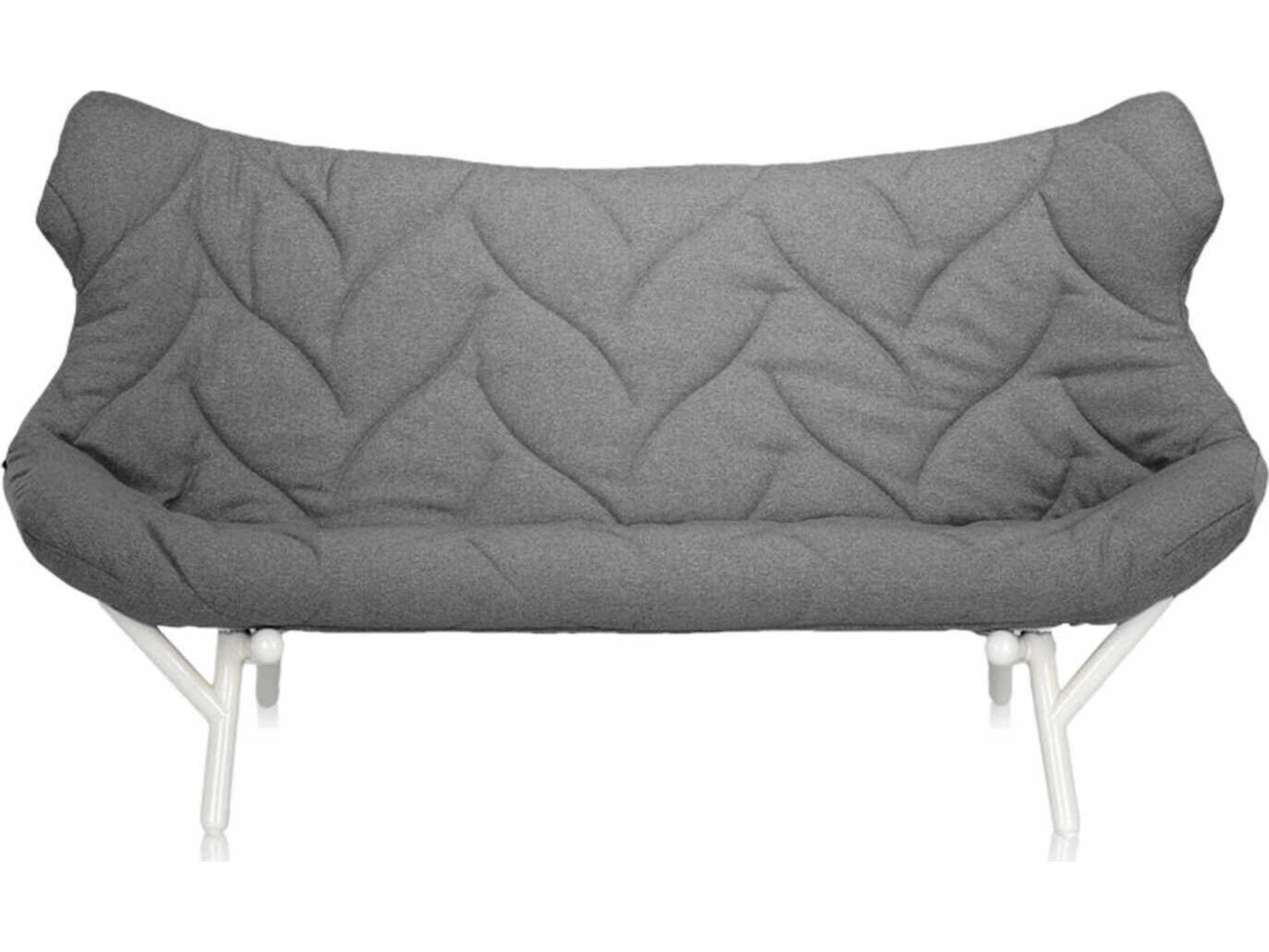 Kartell Foliage Gray Trevira And White Upholstered Loveseat