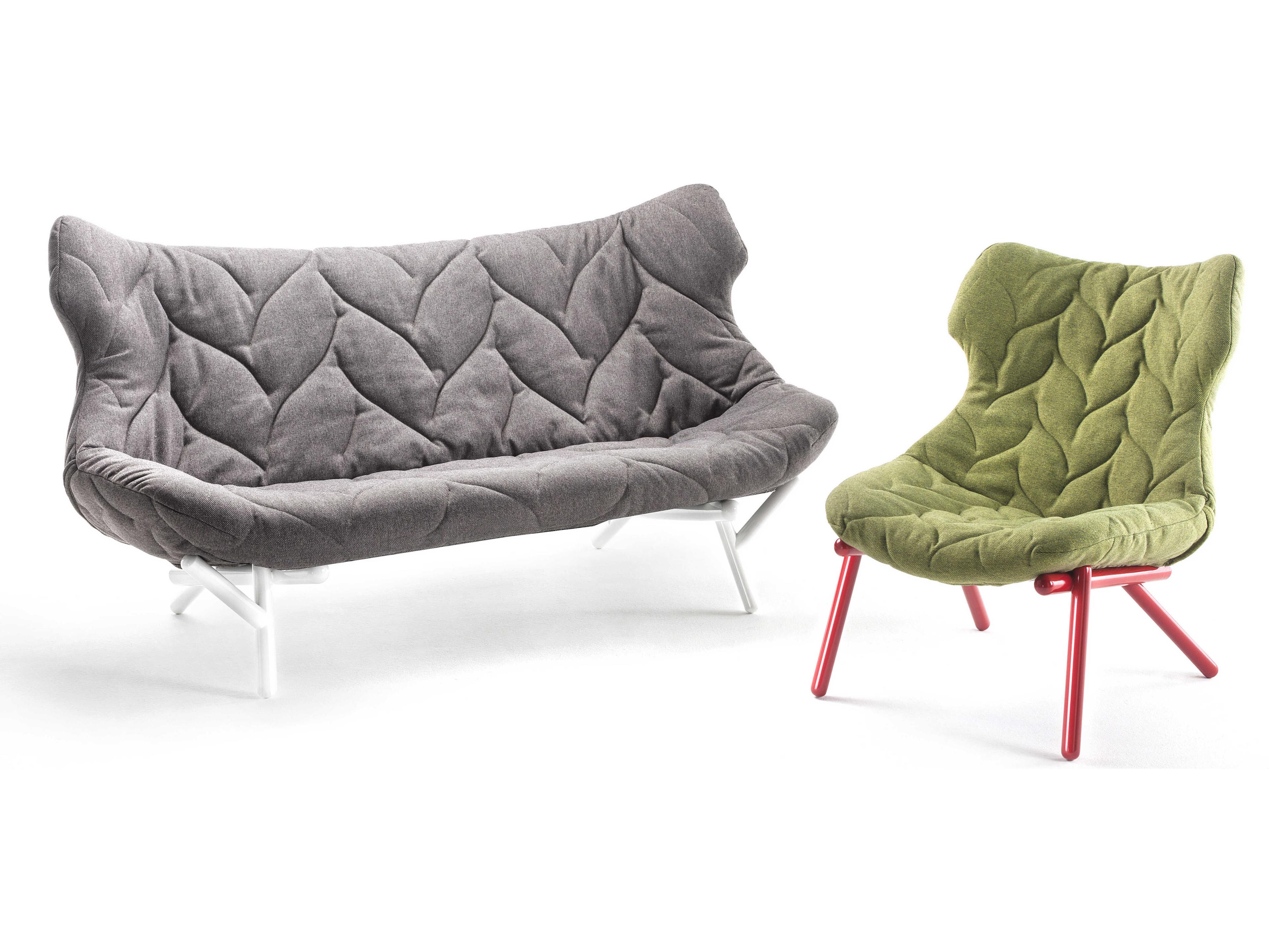 Kartell Foliage Gray Trevira And White Upholstered Loveseat