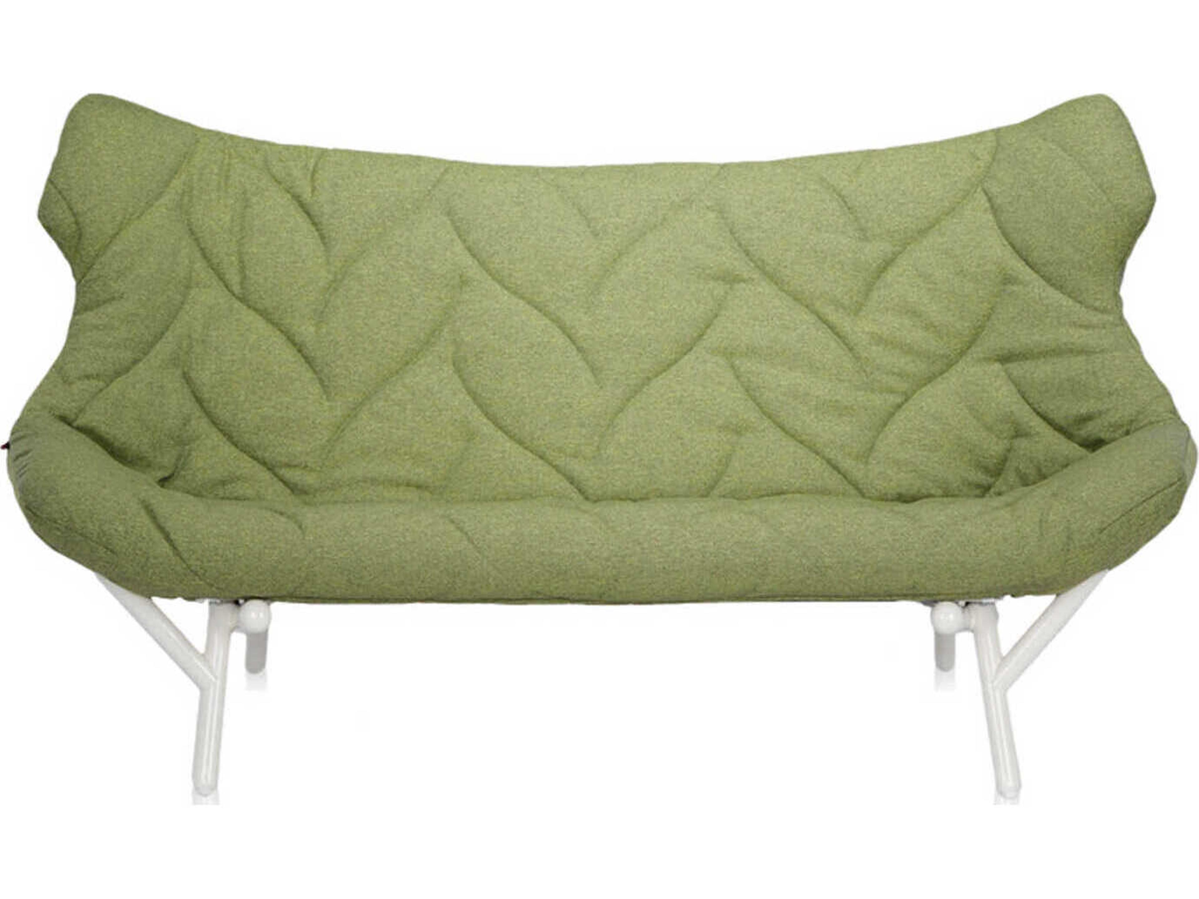 Kartell Foliage Green Trevira And White Upholstered Loveseat