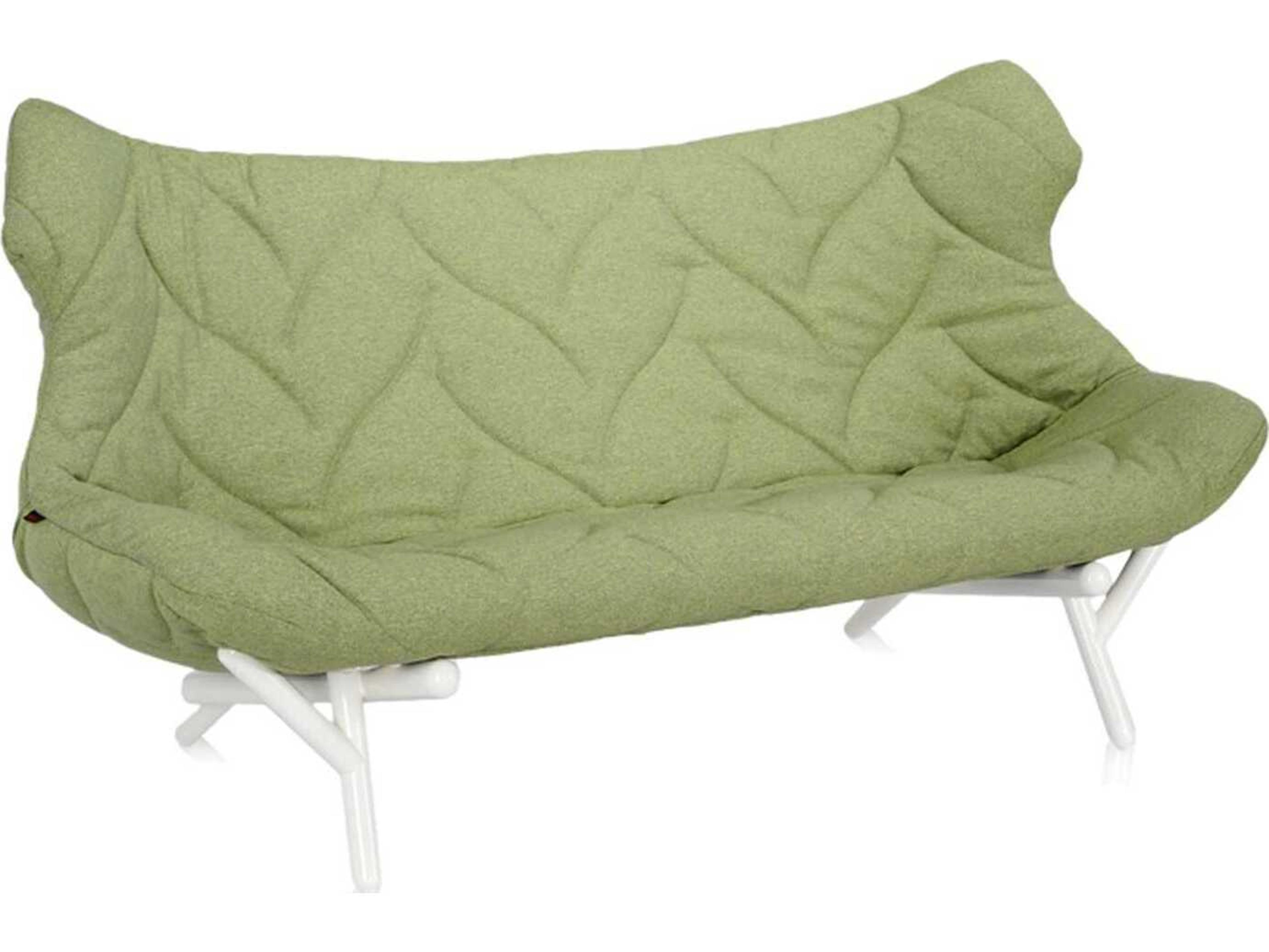 Kartell Foliage Green Trevira And White Upholstered Loveseat