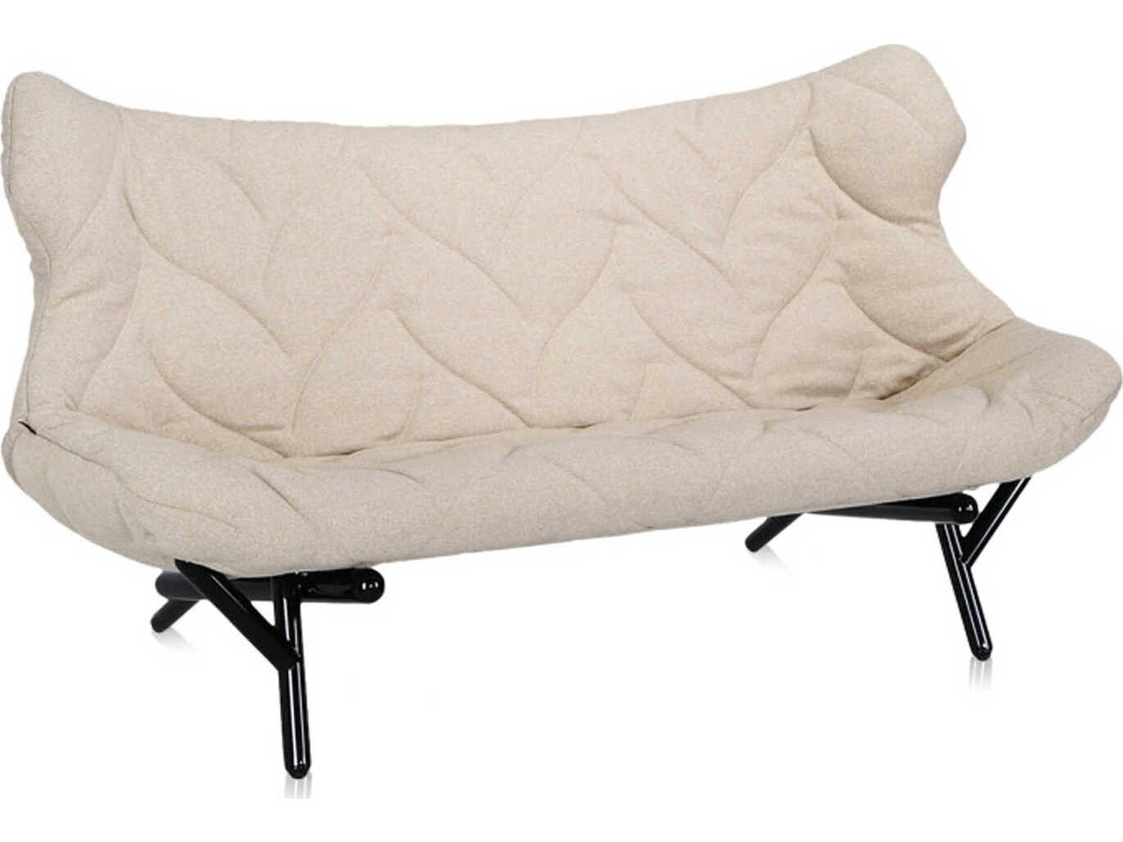 Foliage Beige Trevira And Black Upholstered Loveseat