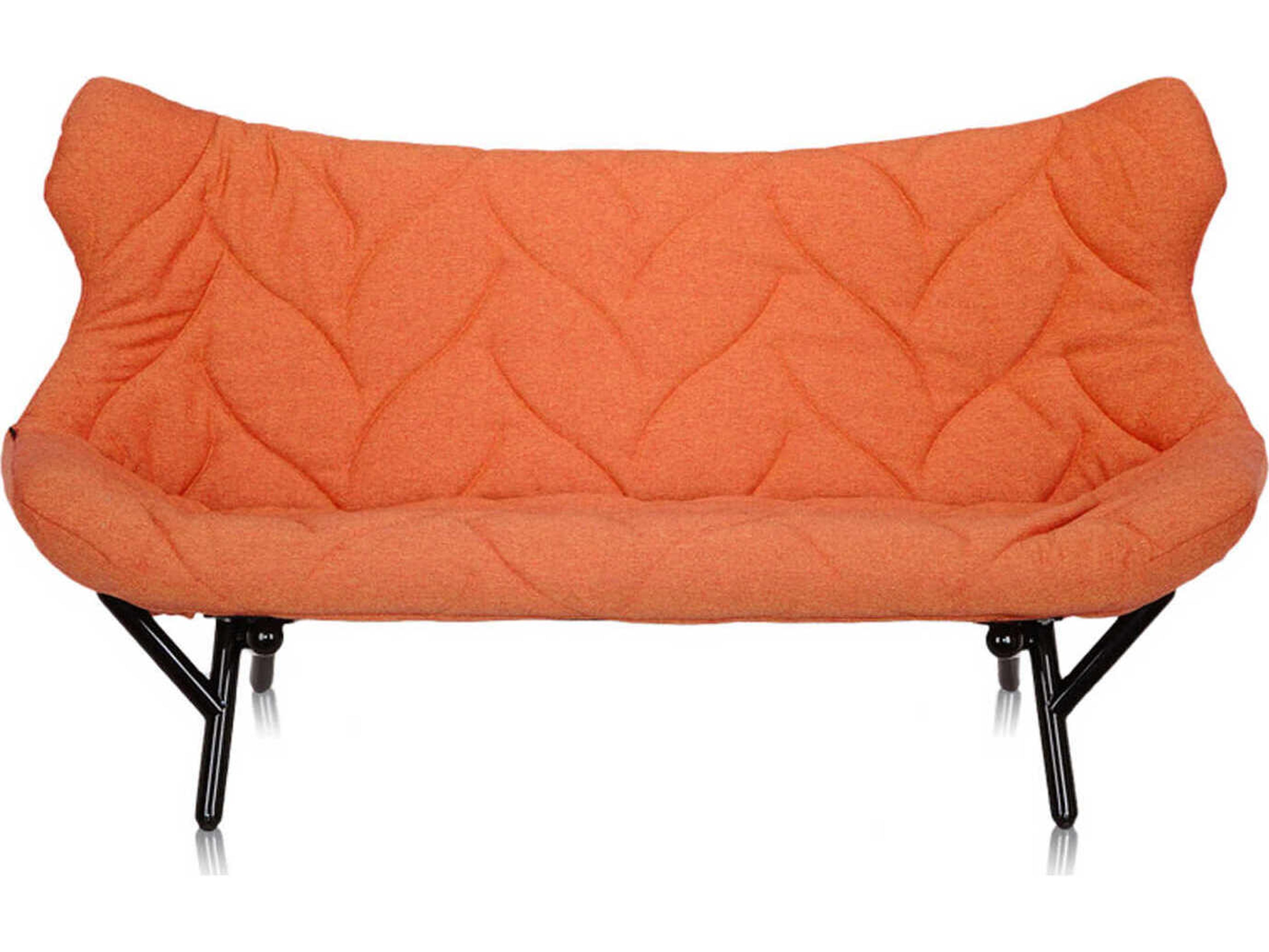 Kartell Foliage Orange Trevira And Black Upholstered Loveseat