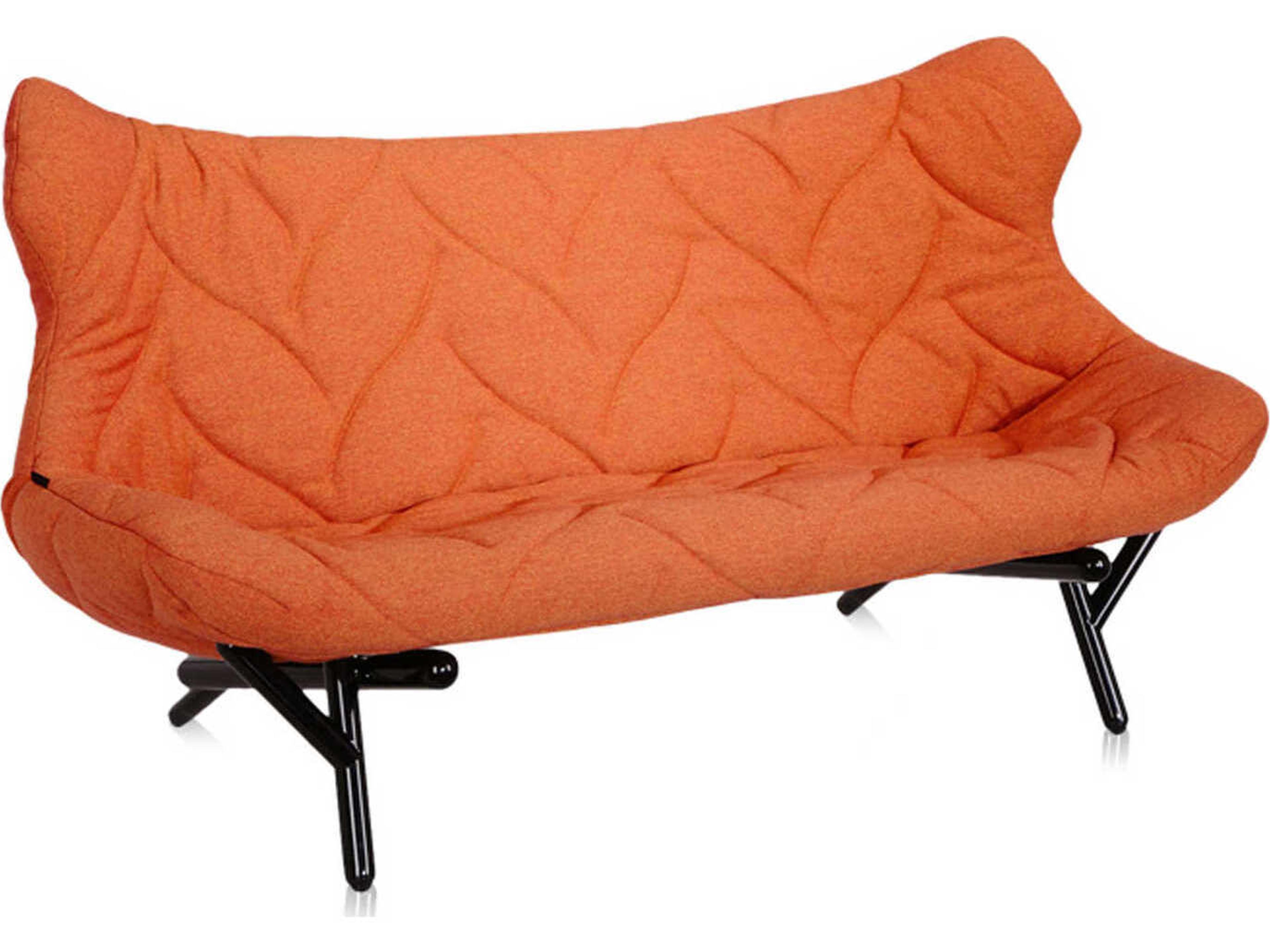 Foliage Orange Trevira And Black Upholstered Loveseat