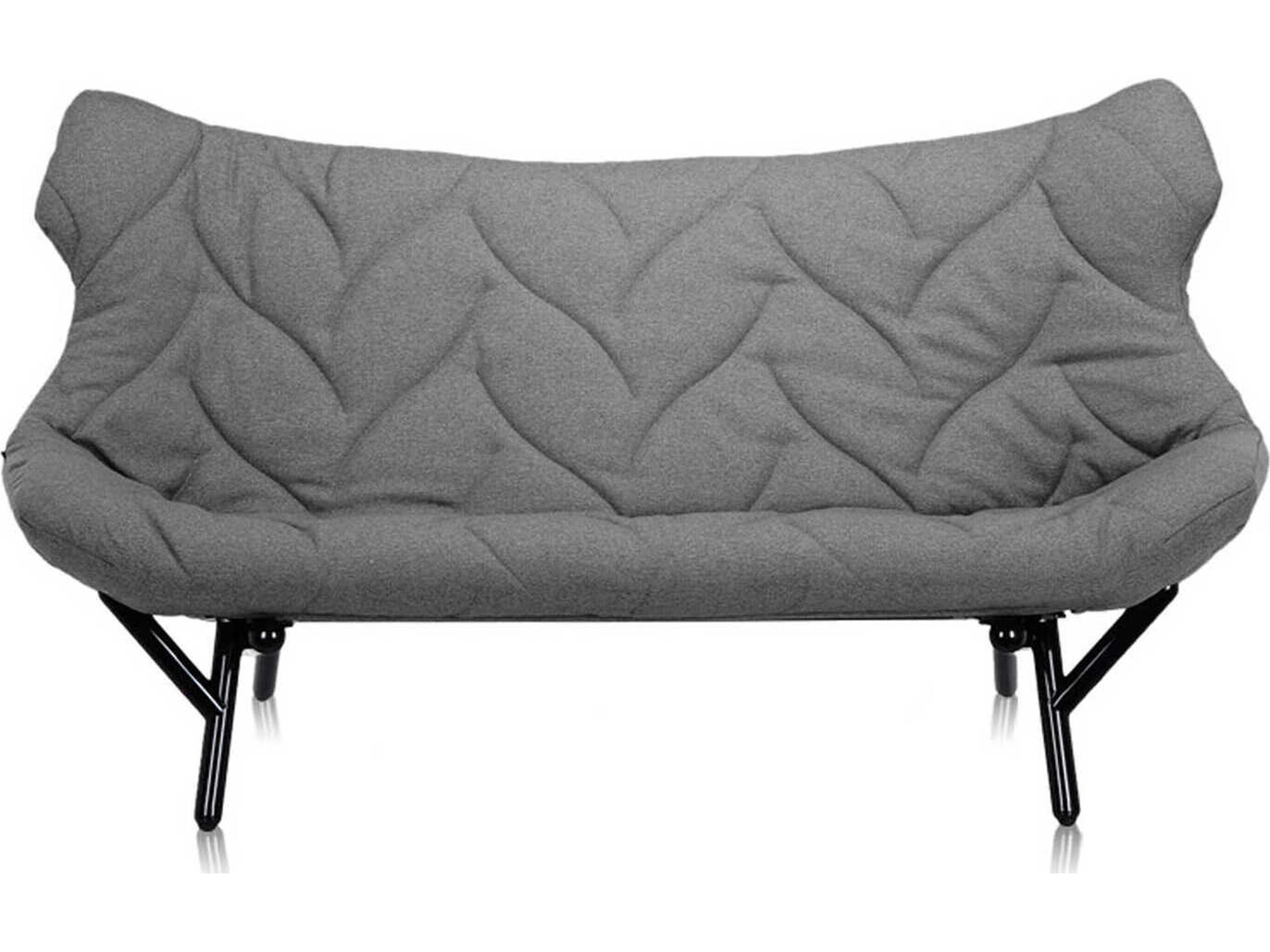 Kartell Foliage Gray Trevira And Black Upholstered Loveseat