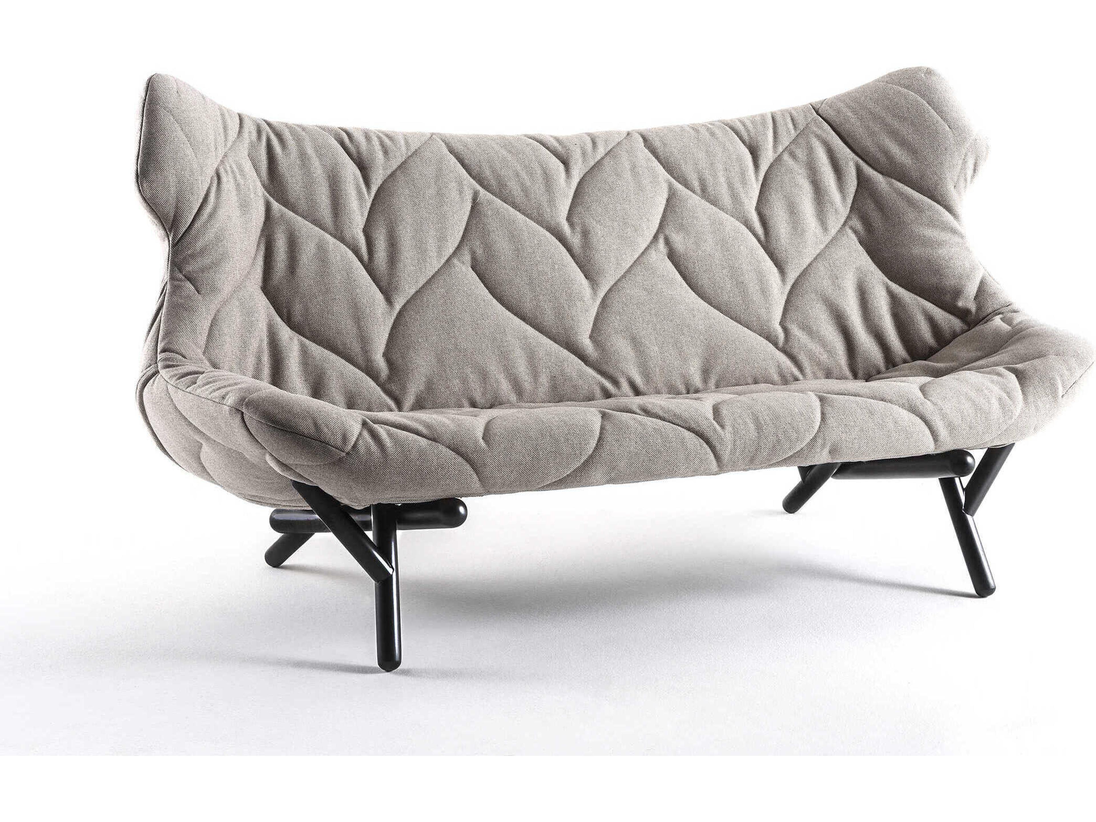 Kartell Foliage Gray Trevira And Black Upholstered Loveseat