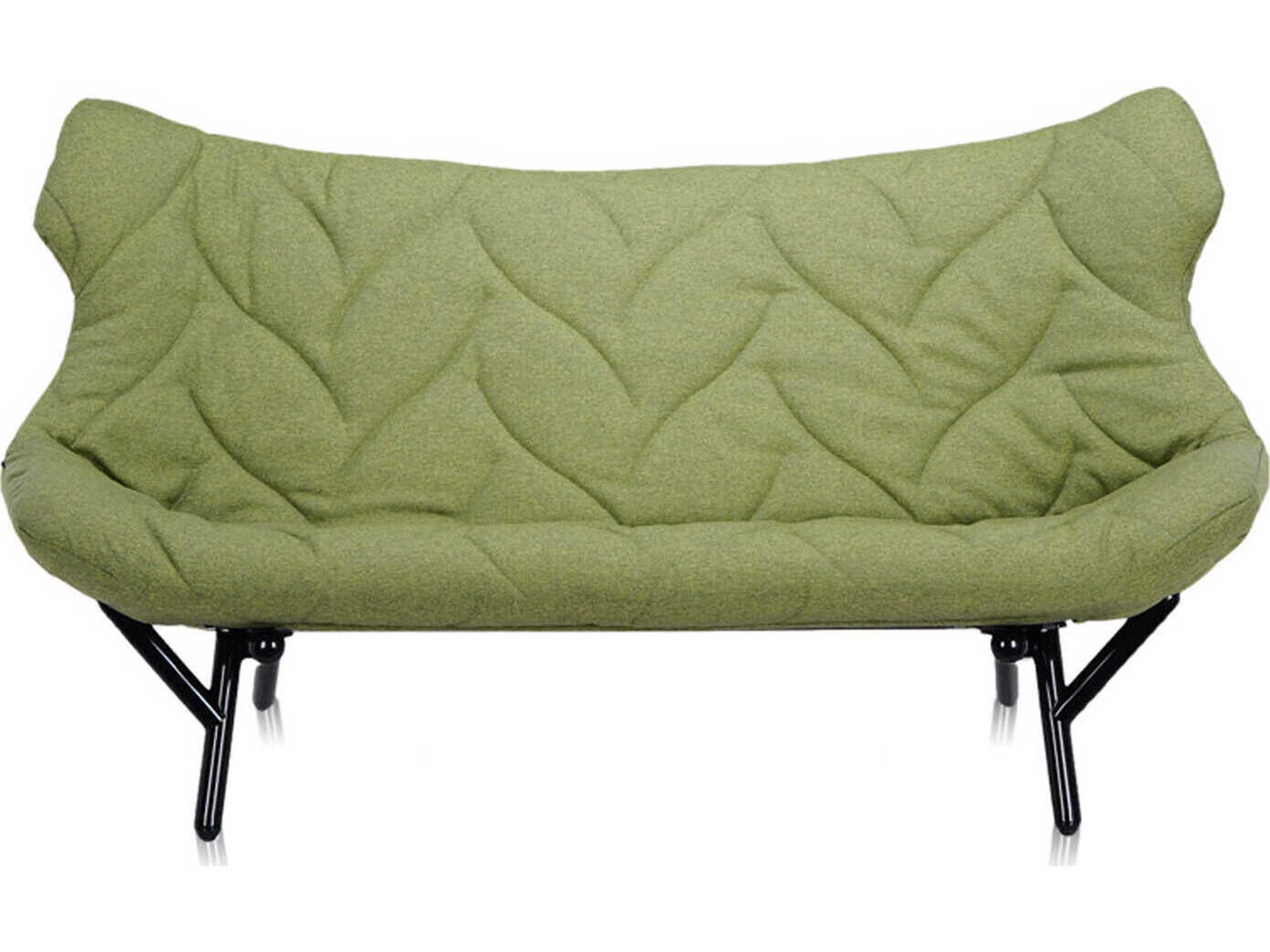 Kartell Foliage Green Trevira And Black Upholstered Loveseat