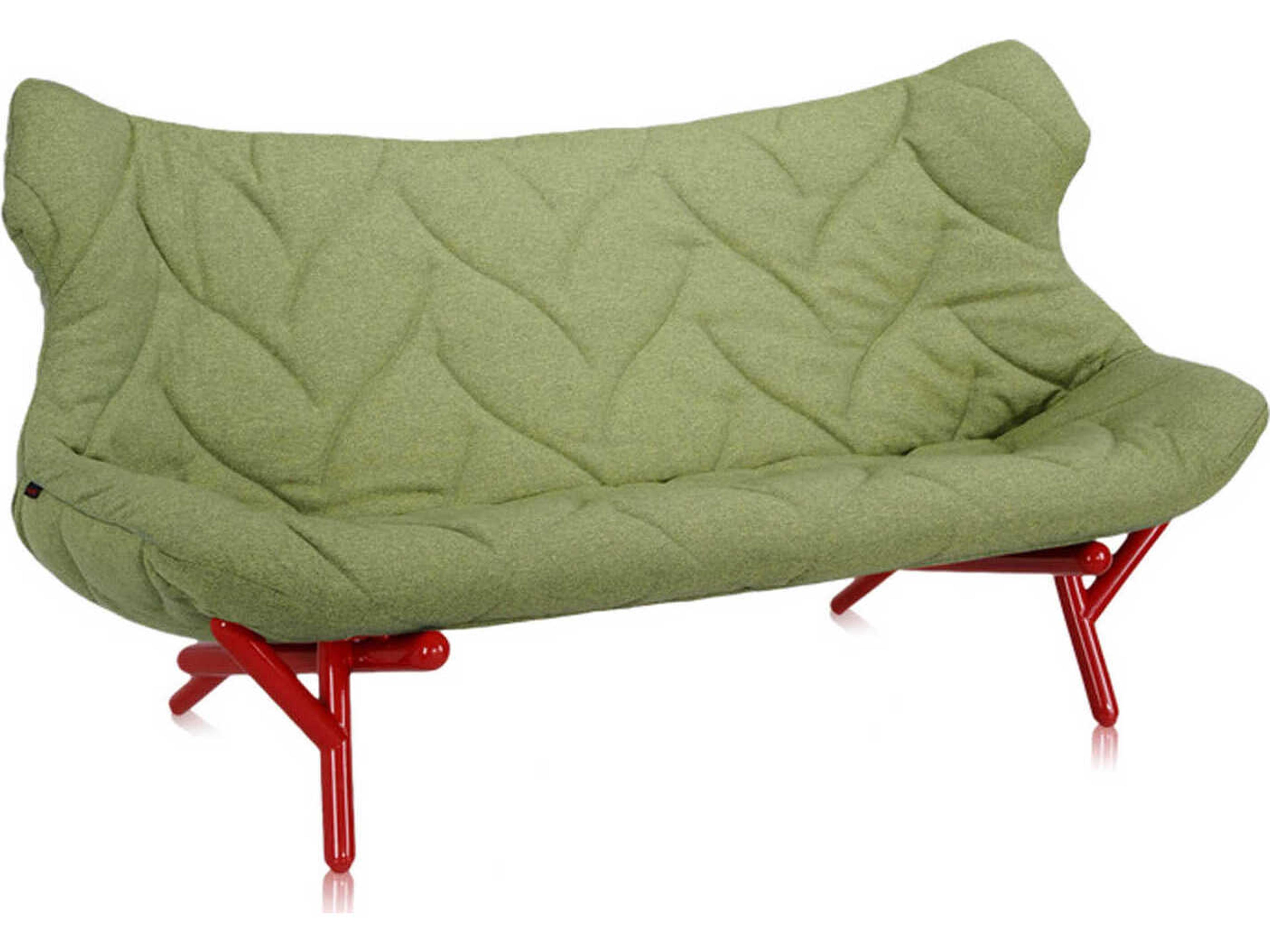 Foliage Green Trevira And Reds Upholstered Loveseat