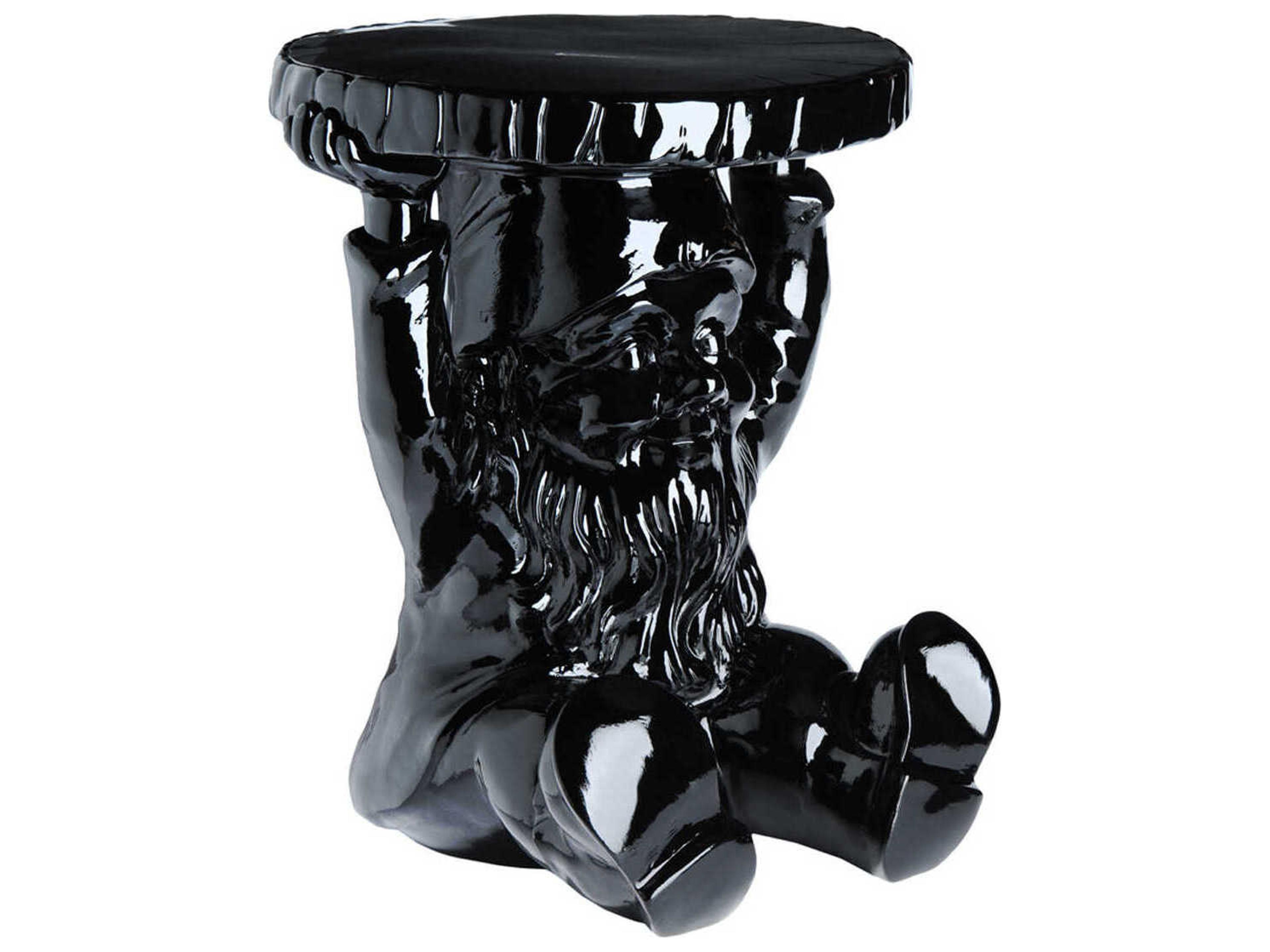 Attila Gnome Round Plastic Black End Table