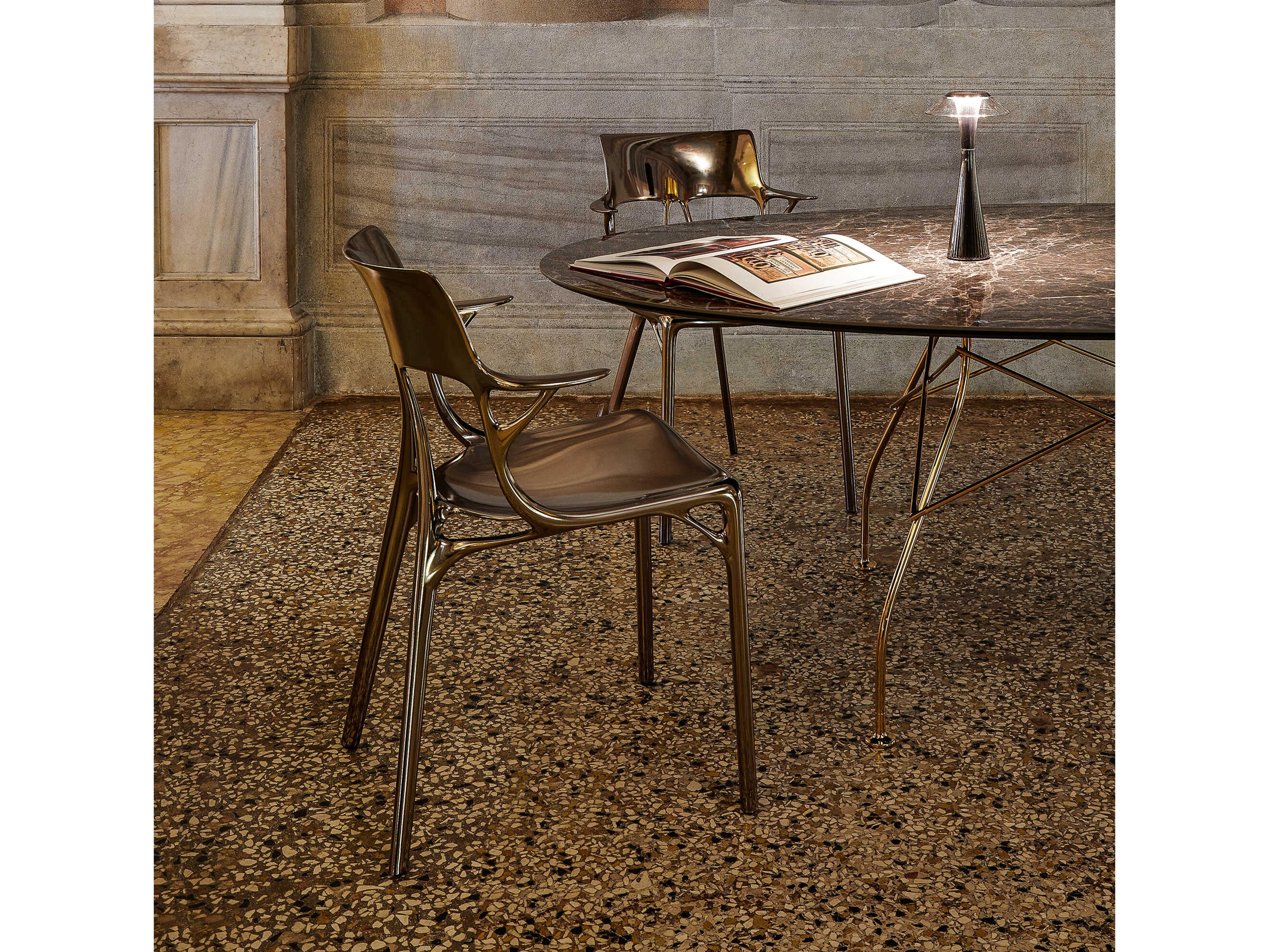 Kartell Space Titanium Silver LED Table Lamp