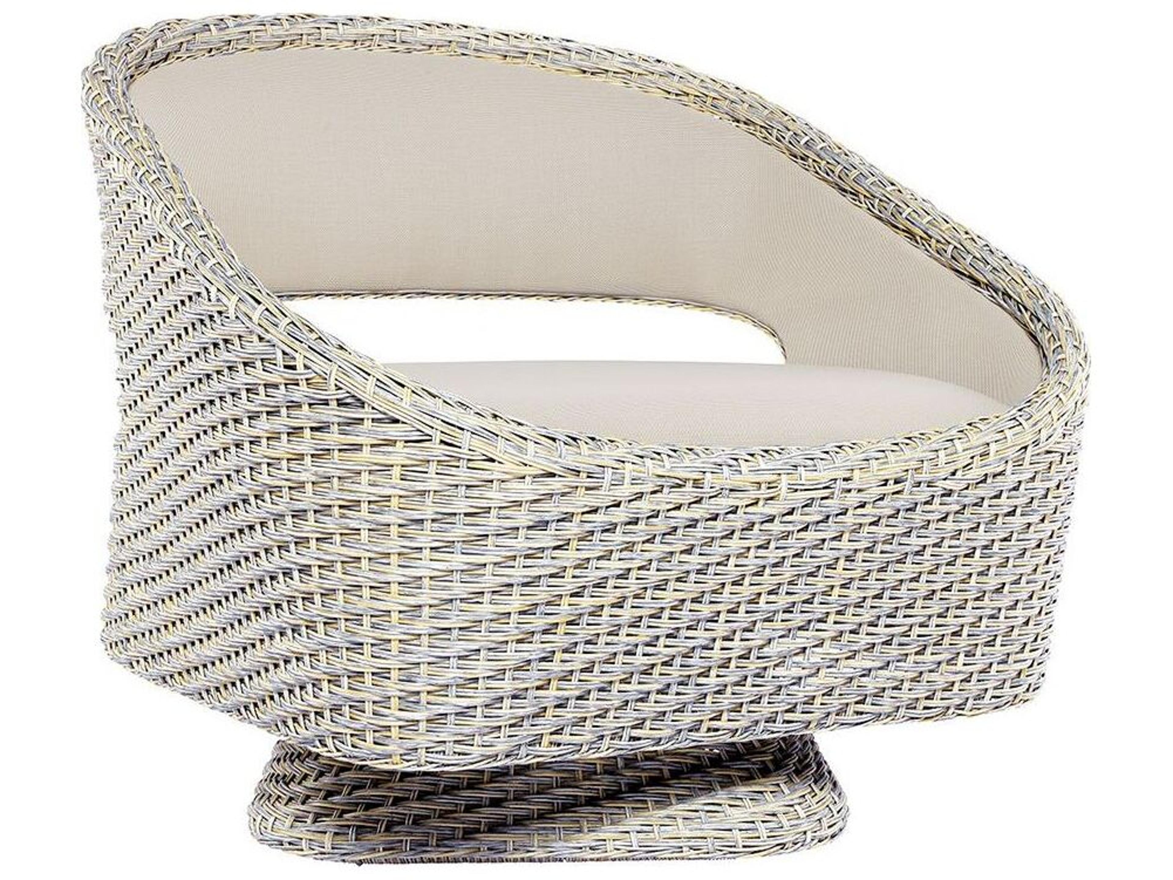 Biscayne Wicker Sling Swivel Rocker Lounge Chair with Open Backrest