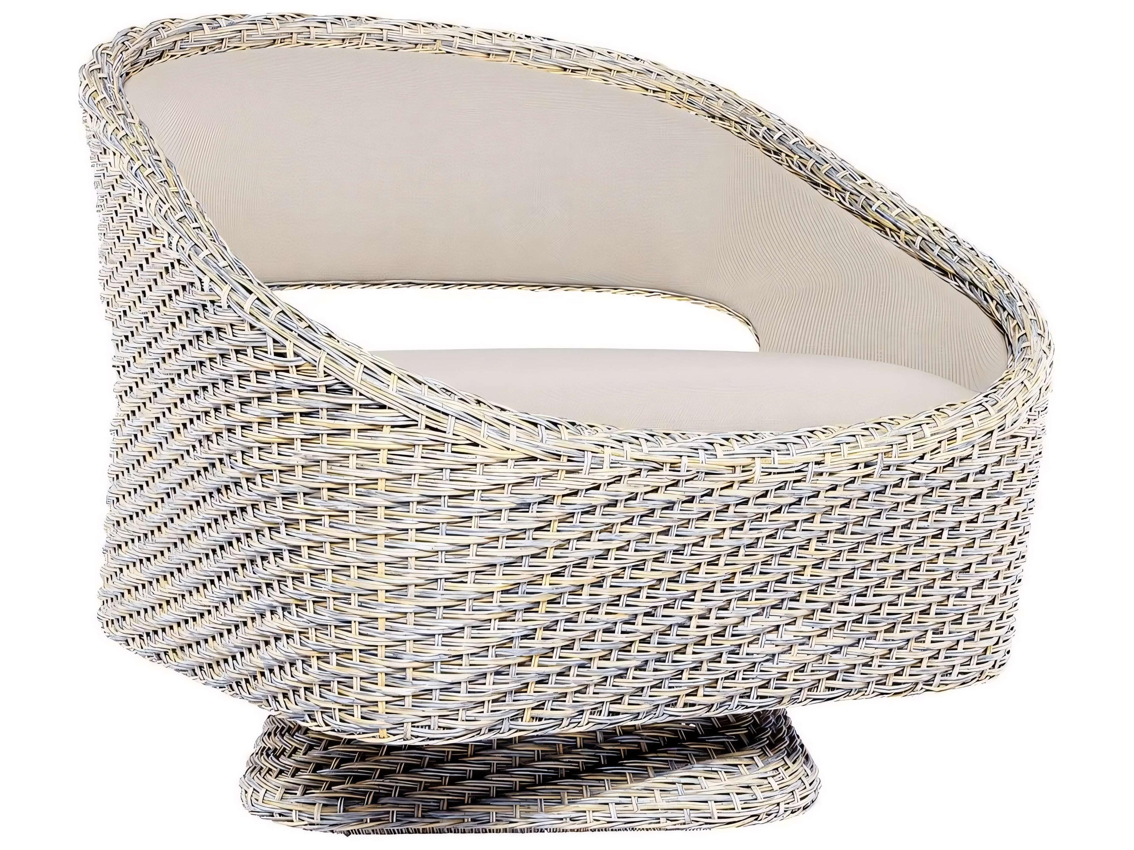 Biscayne Wicker Sling Swivel Rocker Lounge Chair with Open Backrest