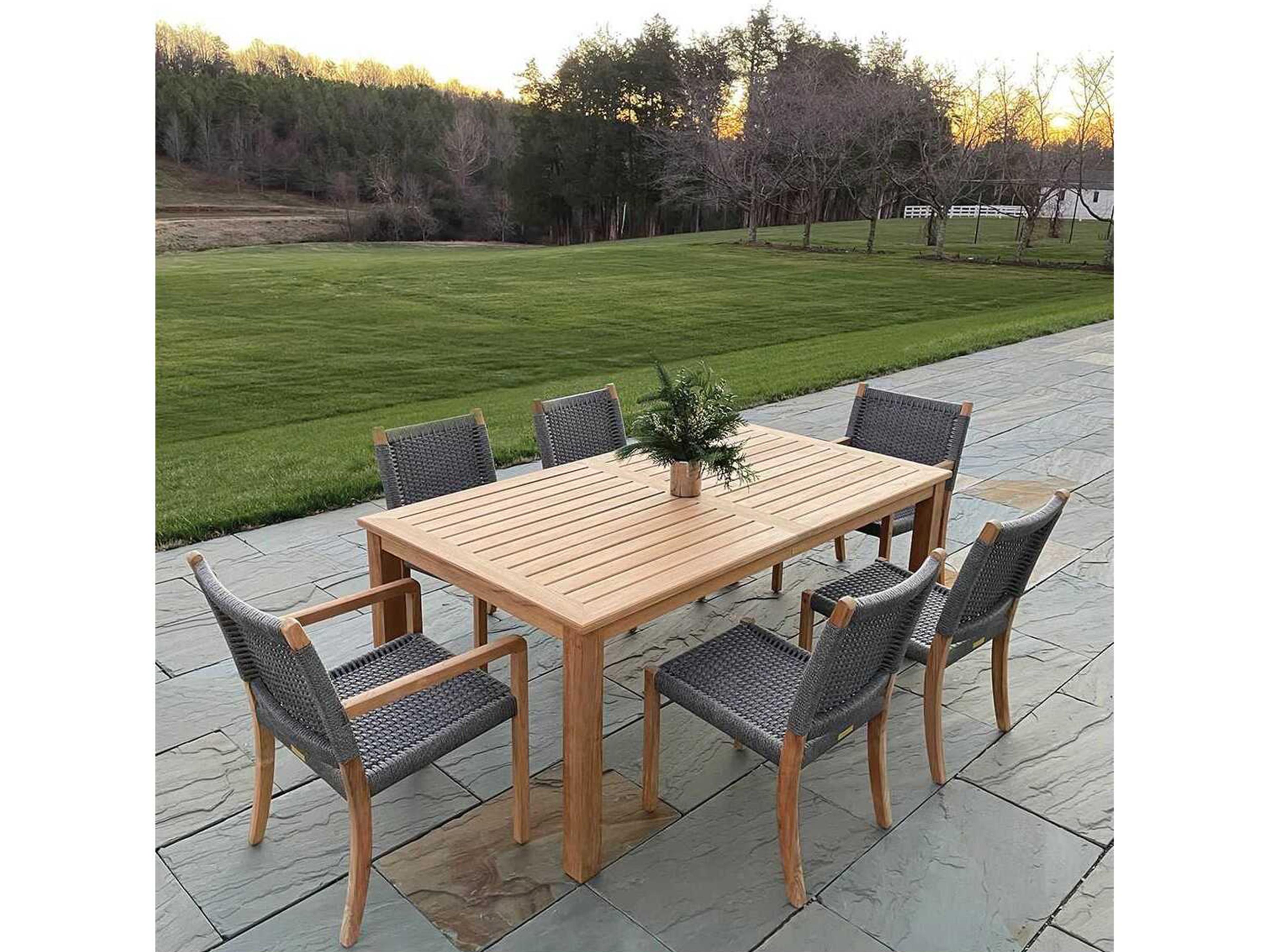 Kingsley Bate Bainbridge Teak 72.5"W x 40"D Rectangular Dining Table with Umbrella Hole
