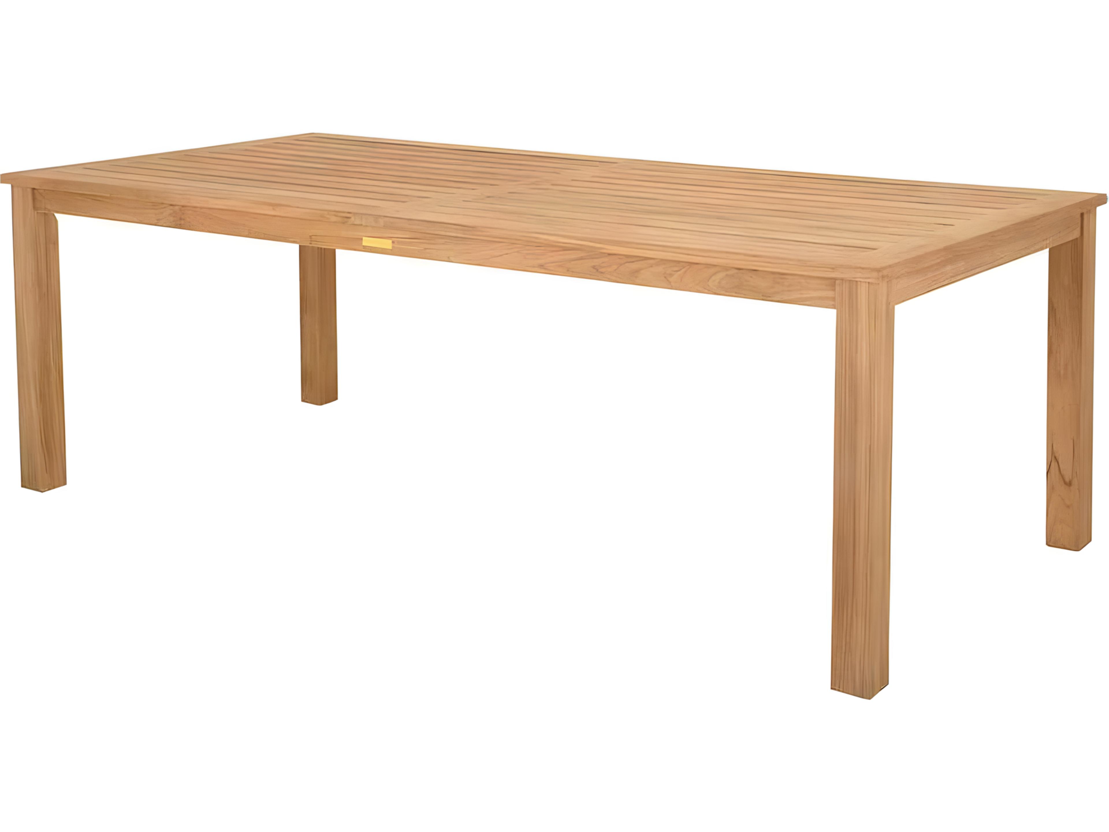 Bainbridge Teak 85"W x 40"D Rectangular Dining Table with Umbrella Hole