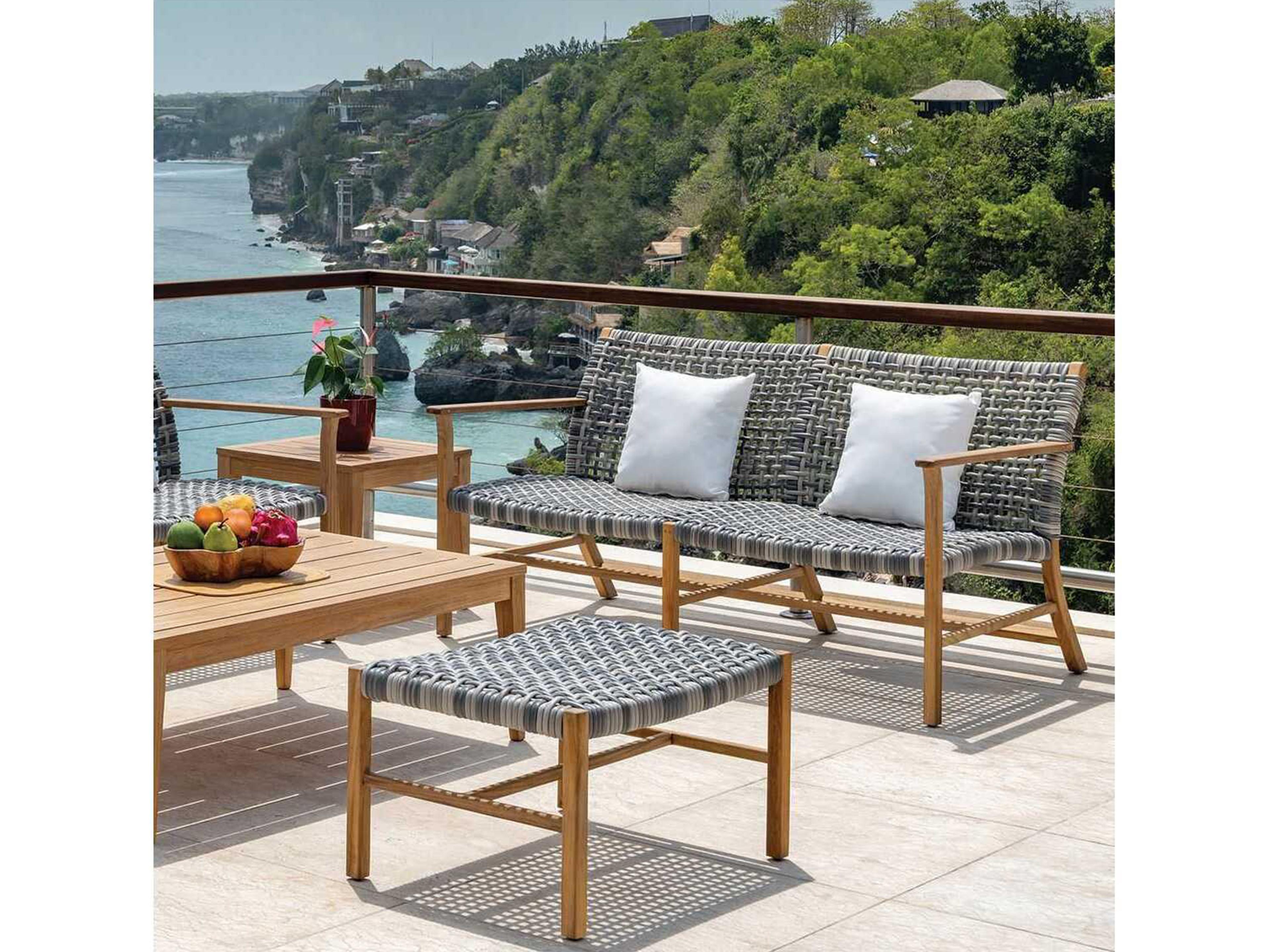 Kingsley Bate Special Order Catherine Teak Wicker Club Ottoman