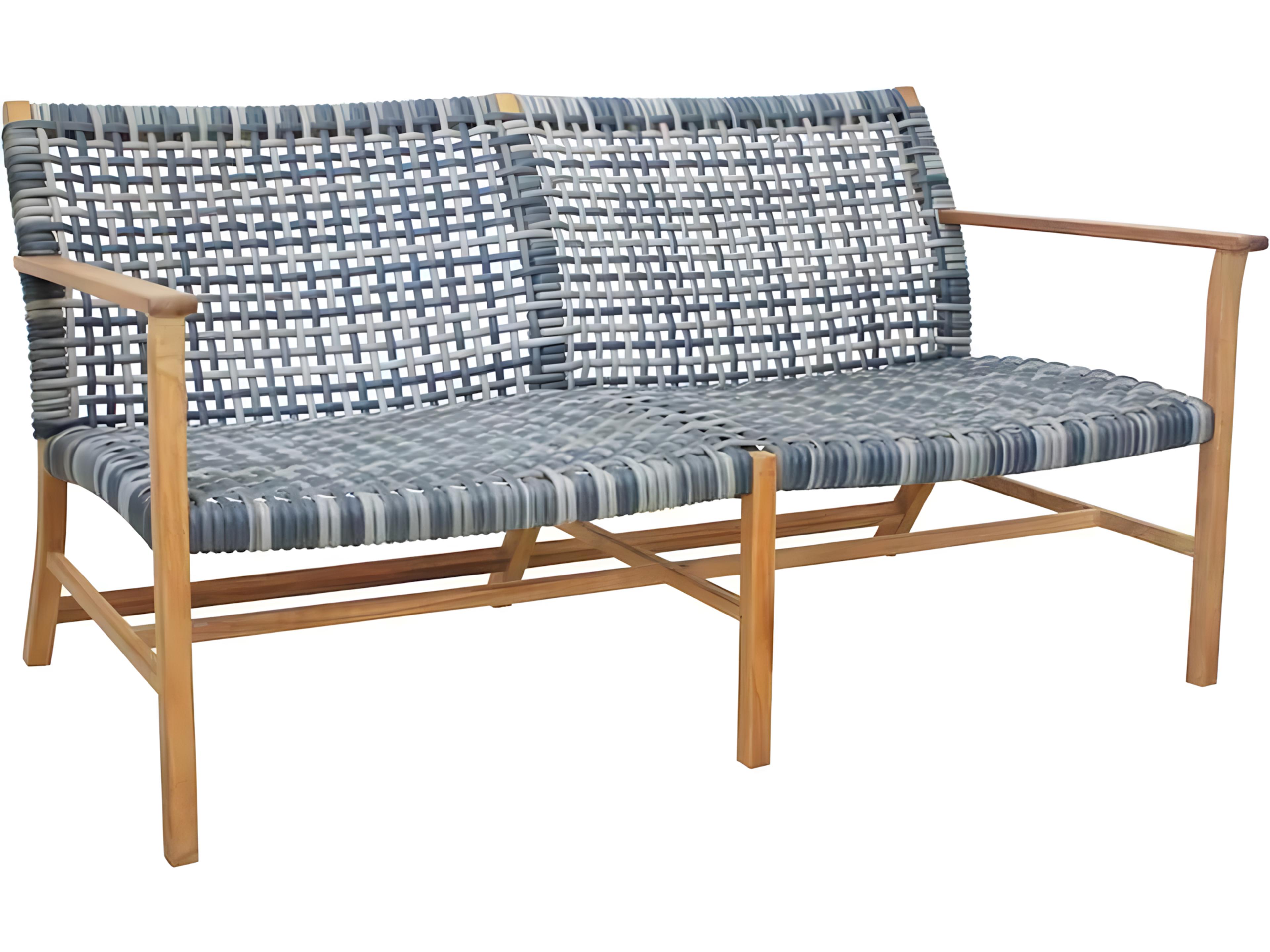 Catherine Teak Wicker Loveseat Outdoor Settee