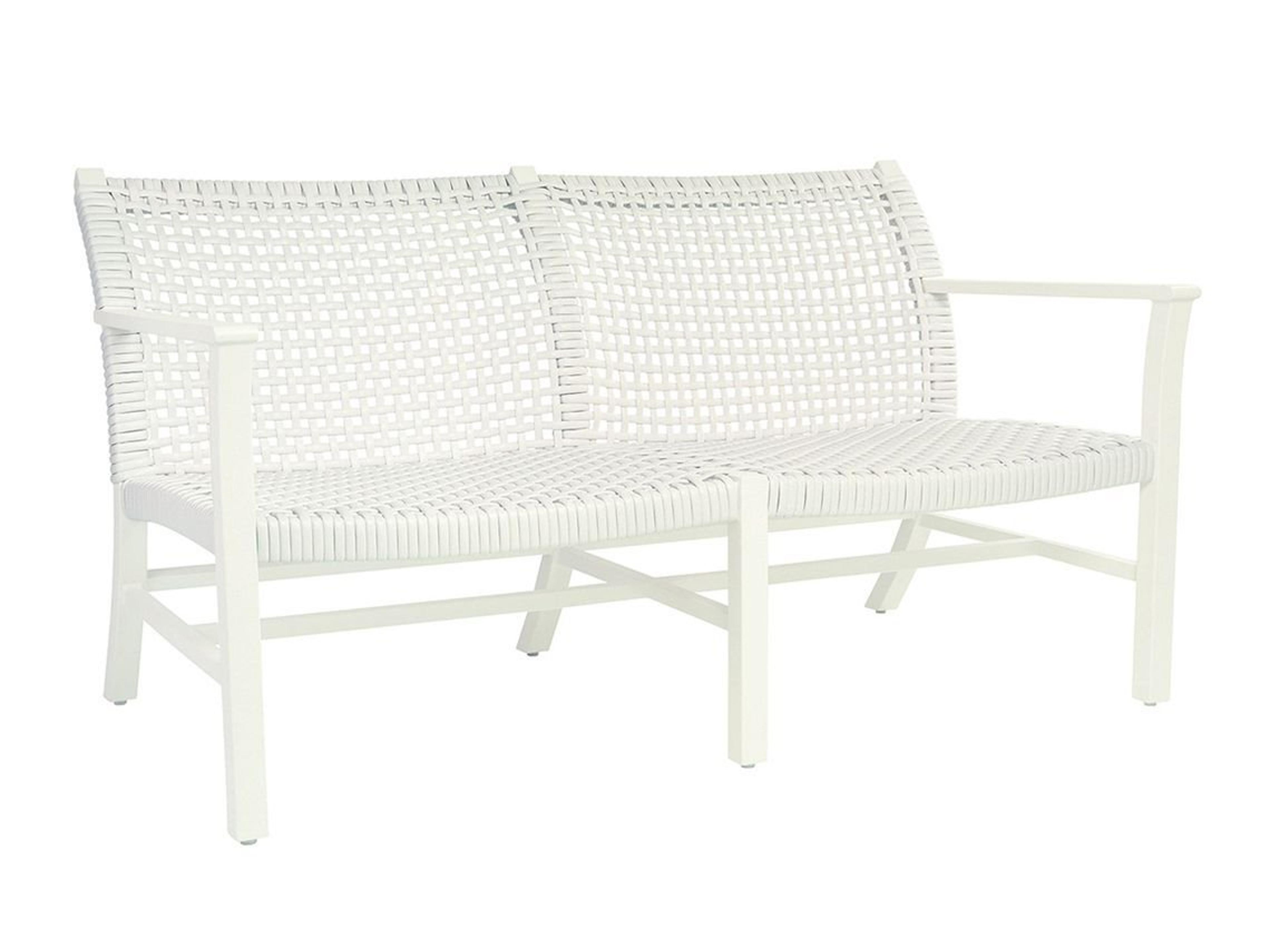 Catherine Settee in White Aluminum and Ivory Wicker