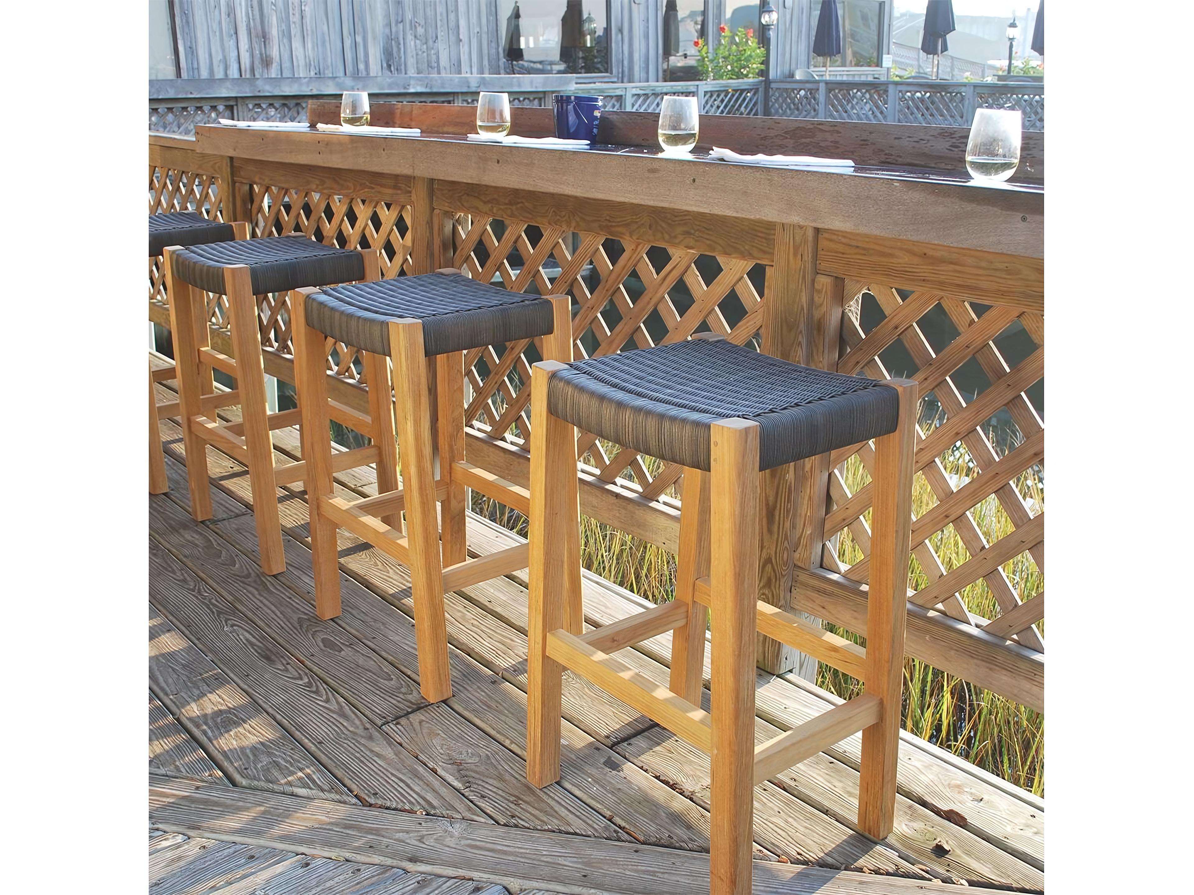 Kingsley Bate Special Order Frances Teak Wicker Bar Stool