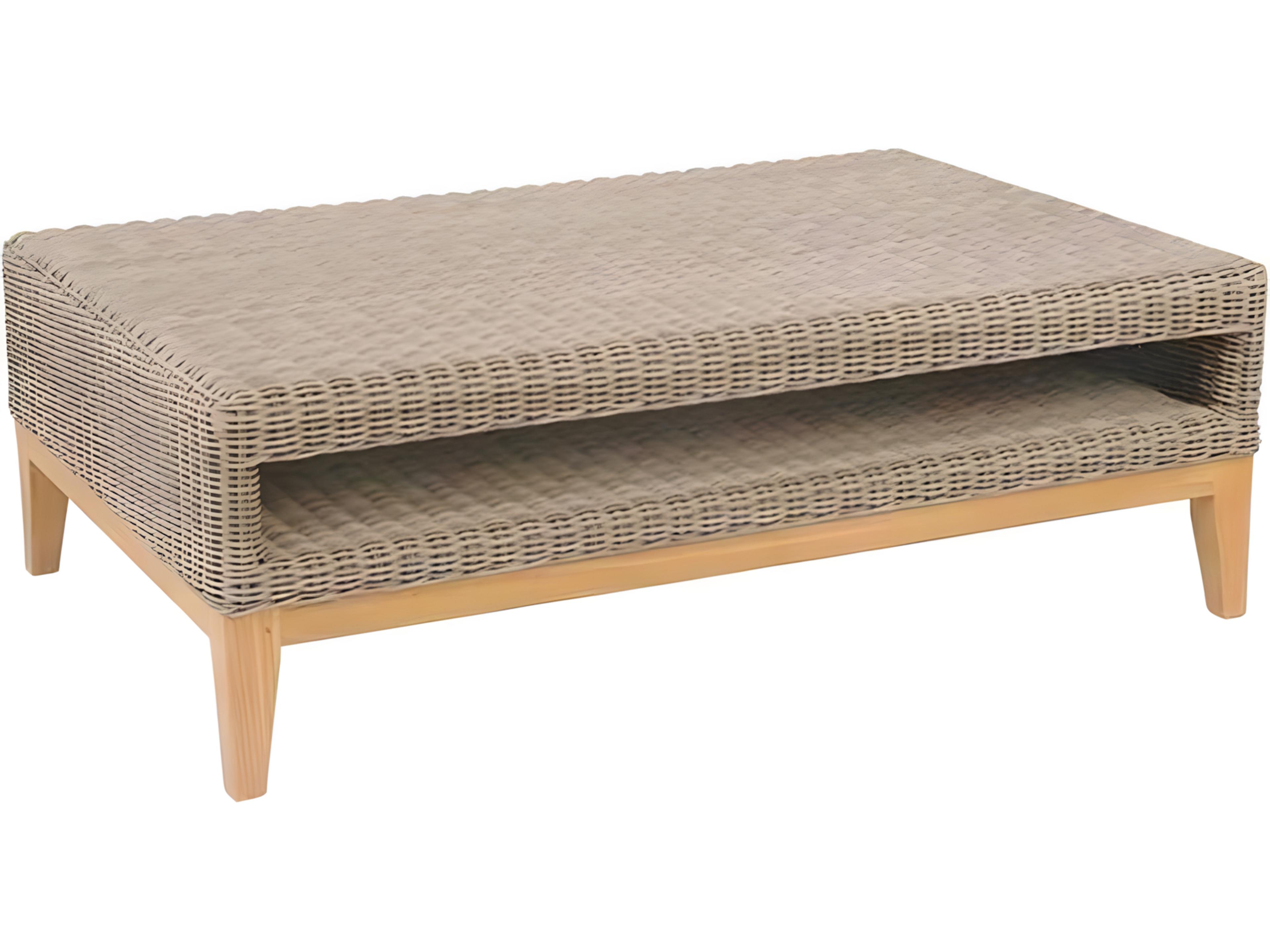 Special Order Frances Teak 45"W x 30"D Rectangular Glass Top Coffee Table