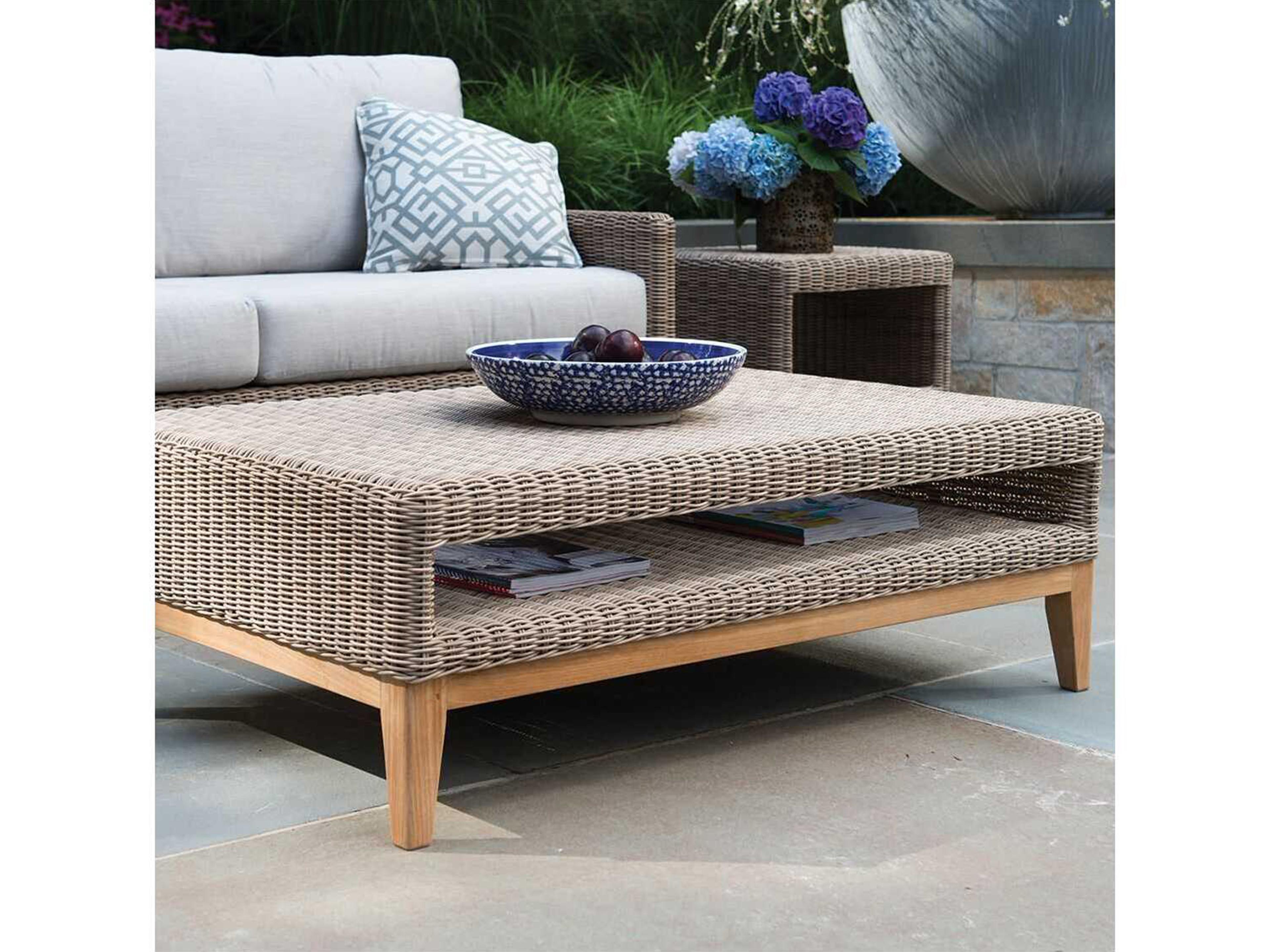 Kingsley Bate Special Order Frances Teak 45"W x 30"D Rectangular Glass Top Coffee Table