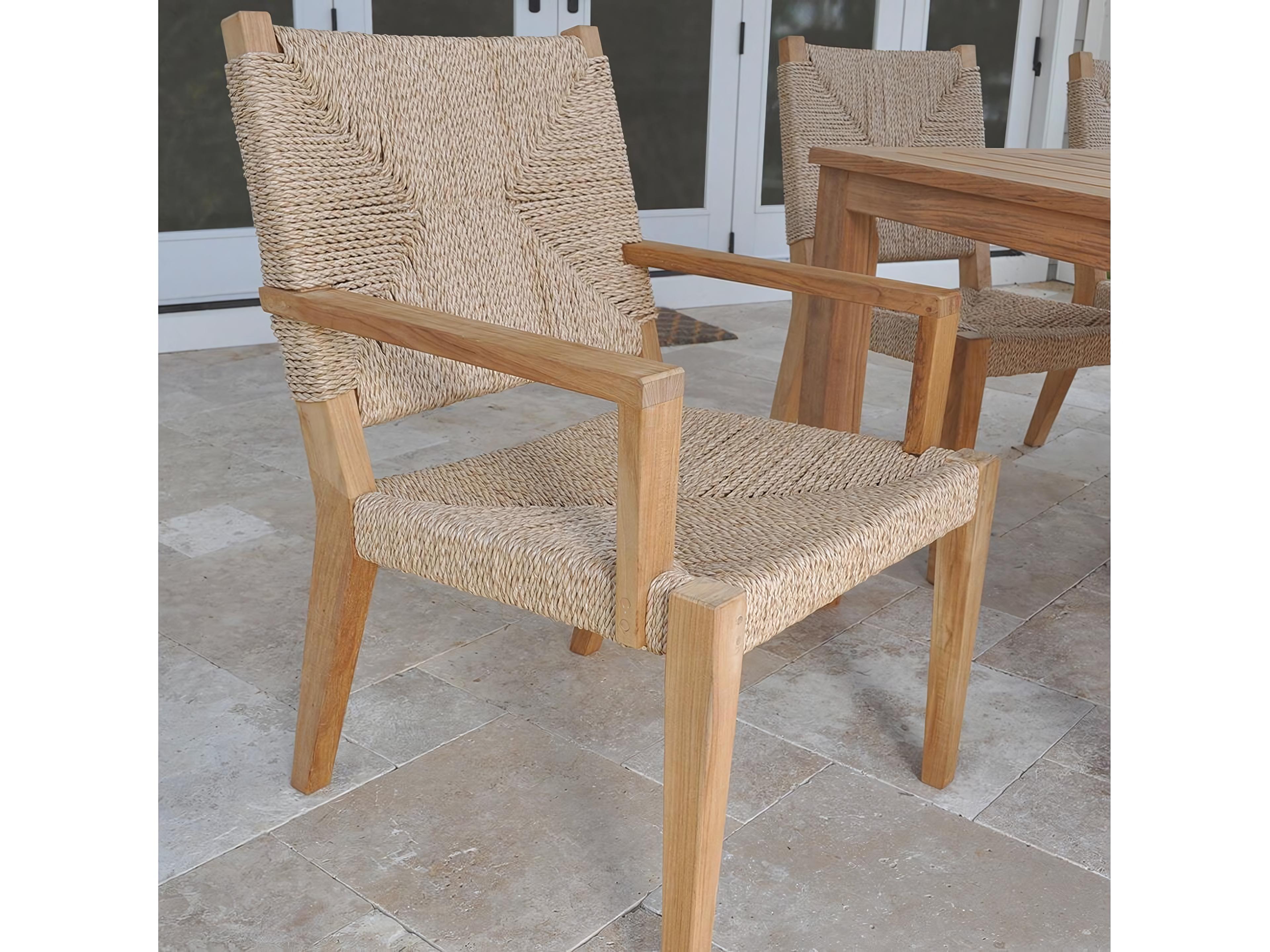 Kingsley Bate Special Order Hadley Teak Wicker Dining Arm Chair
