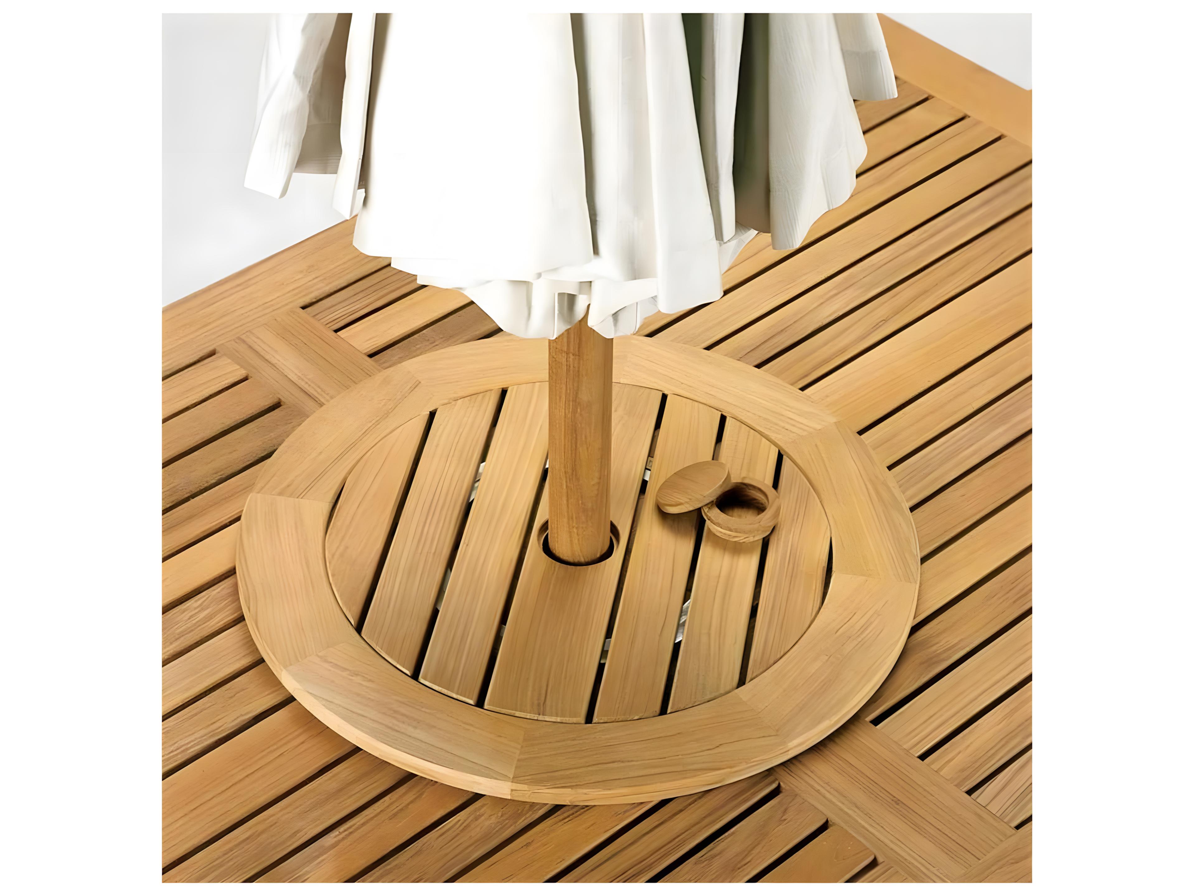 Kingsley Bate Teak 25" Wide Round Lazy Susan with Umbrella Hole