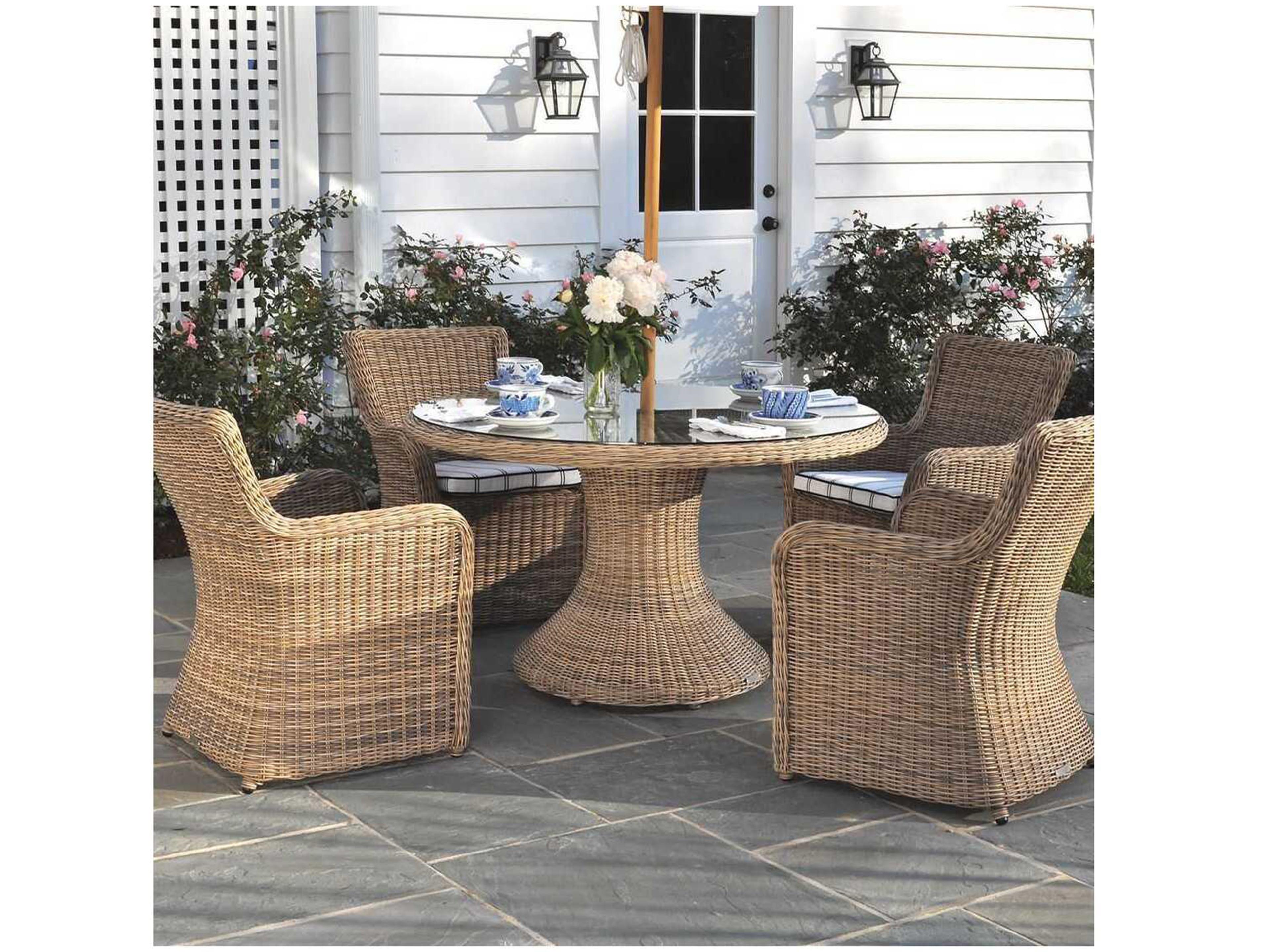 Kingsley Bate Sag Harbor Wicker Cushion Dining Arm Chair