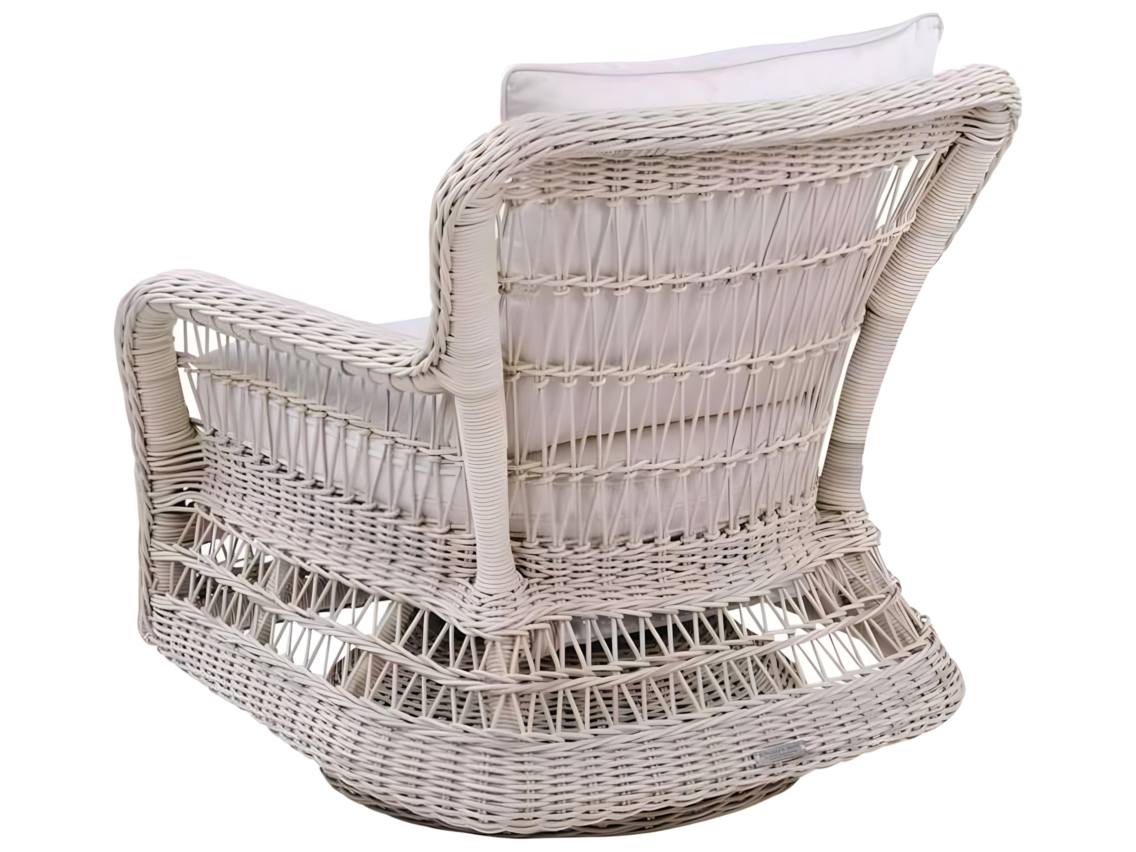 Kingsley Bate Special Order Southampton Wicker Cushion Swivel Rocker Lounge Chair