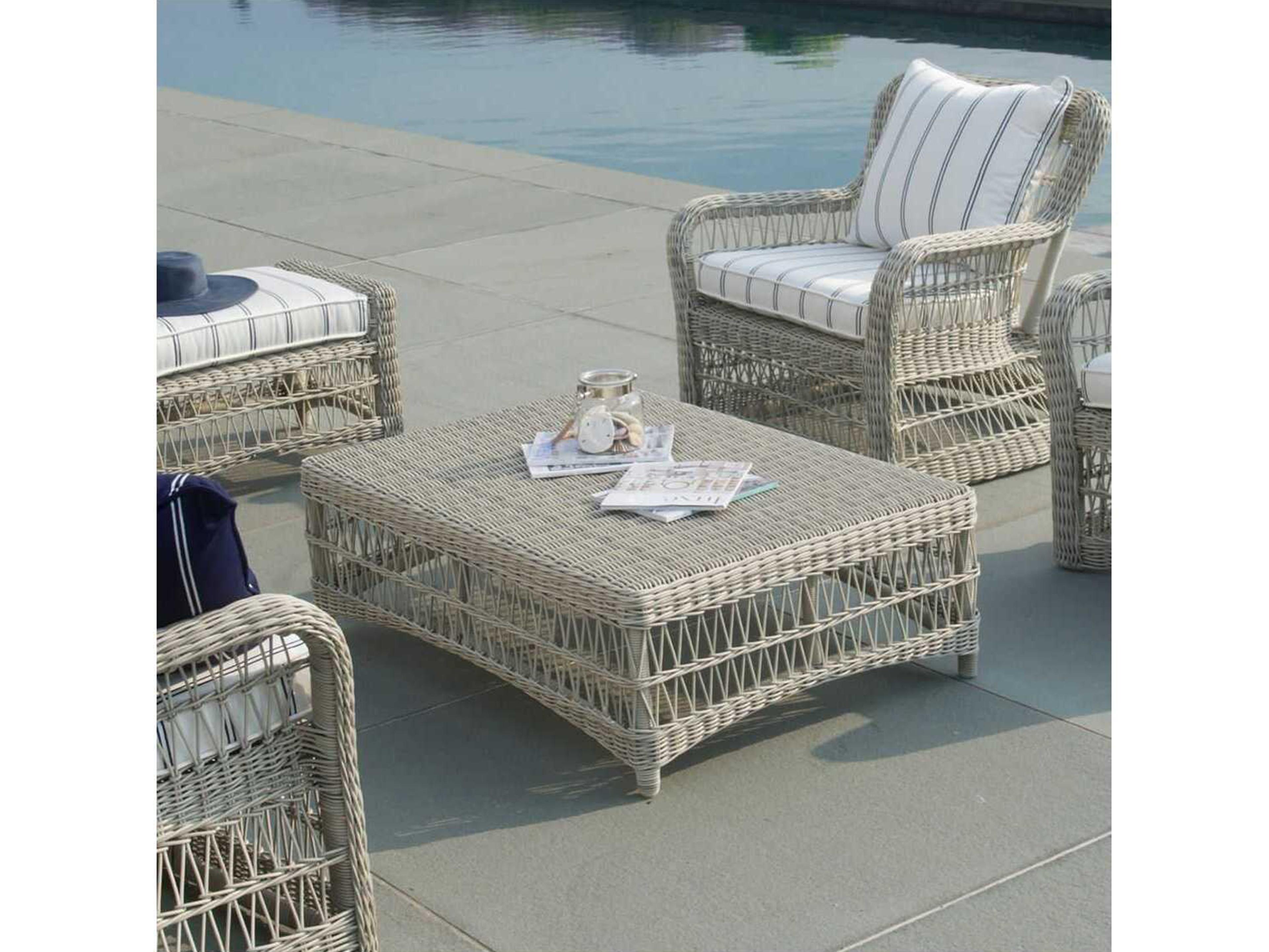 Kingsley Bate Special Order Southampton Wicker 45"W x 32.5"D Rectangular Coffee Table