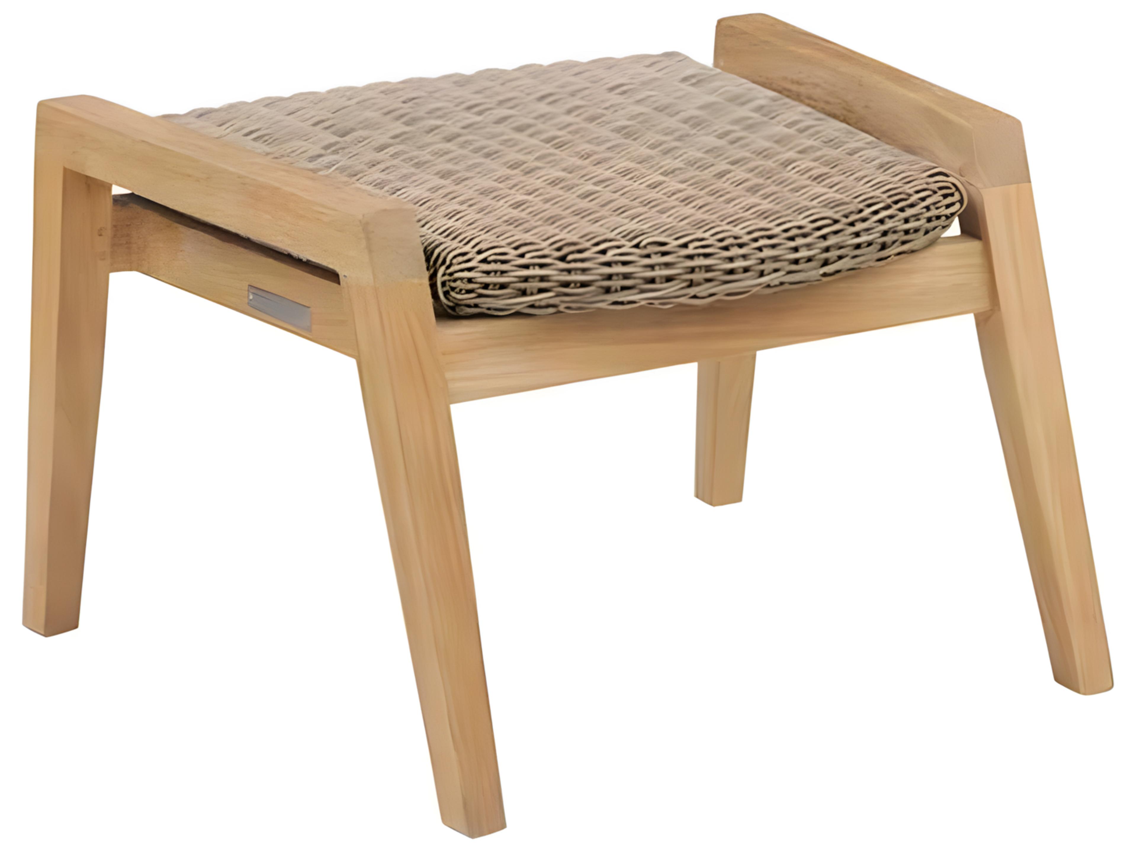 Spencer Wicker Ottoman Modern Teak
