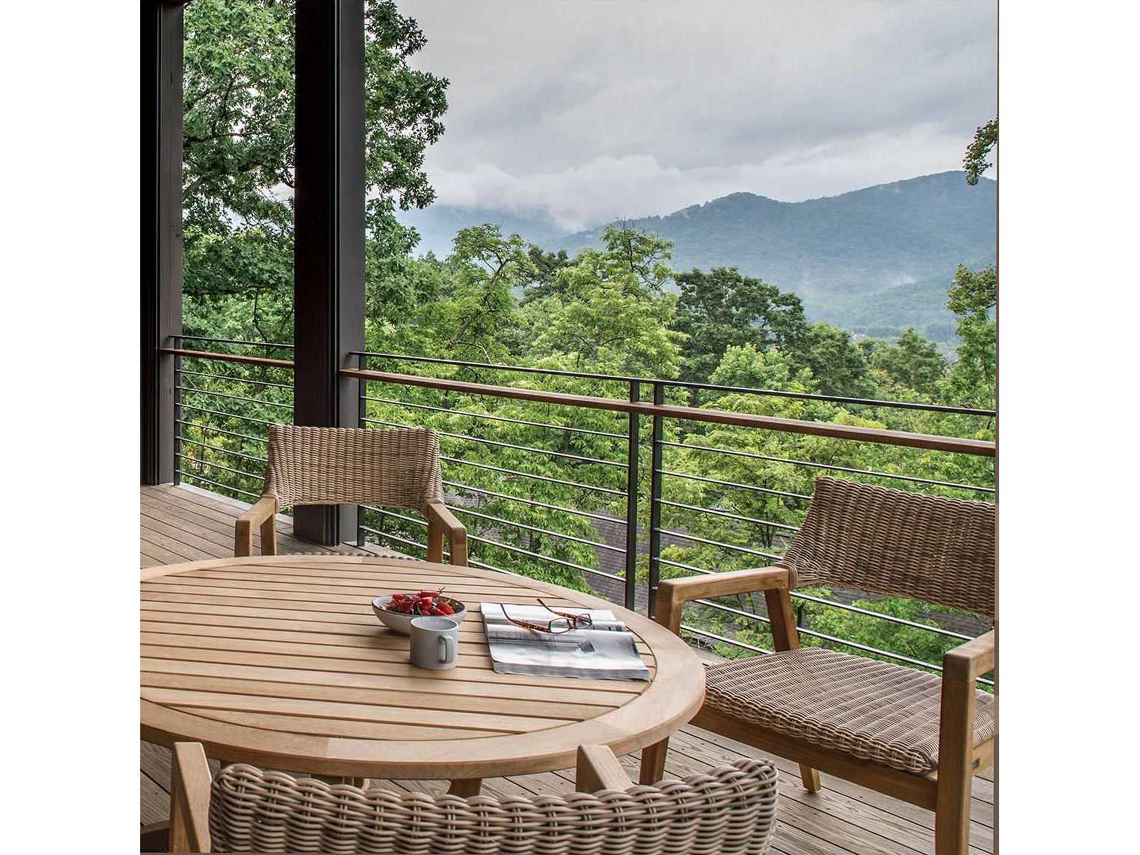 Kingsley Bate Spencer Teak Wicker Dining Arm Chair