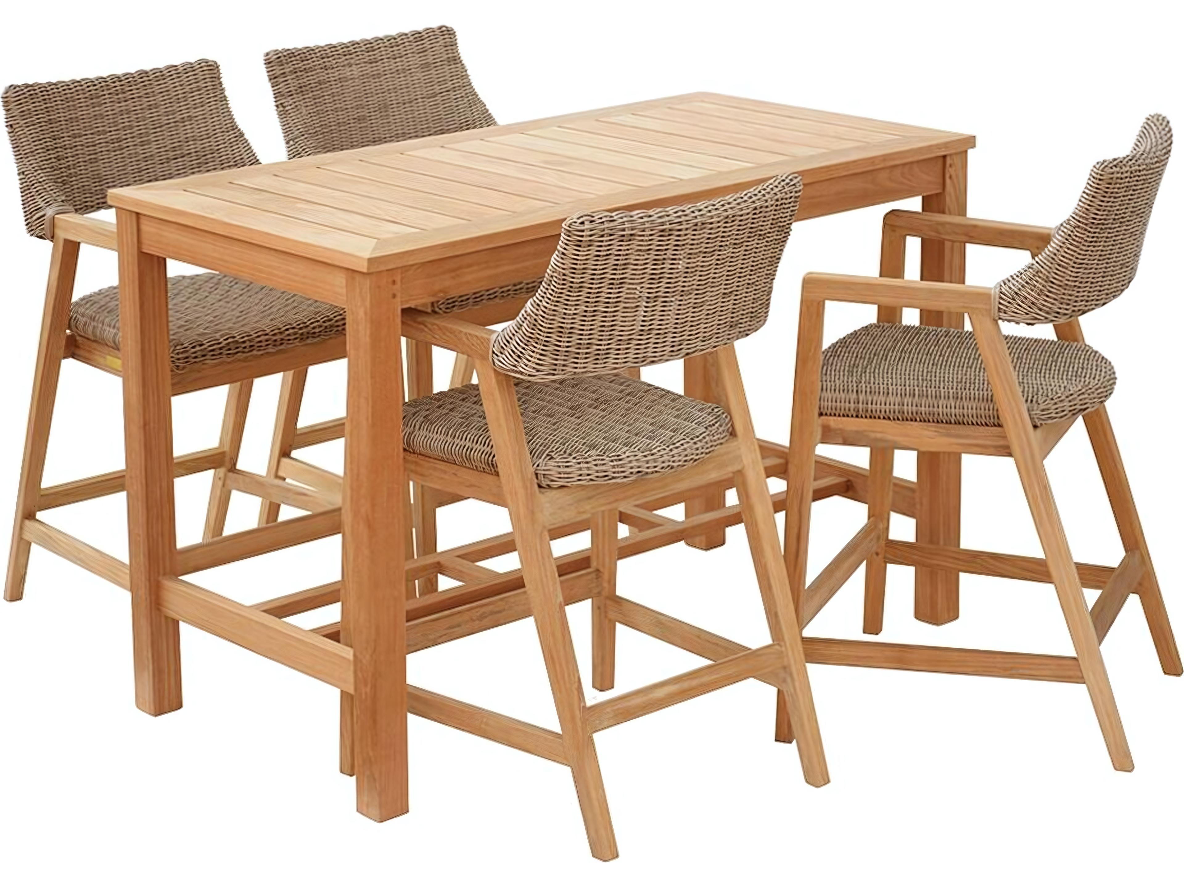 Kingsley Bate Special Order Spencer Teak Wicker Counter Stool with Arms