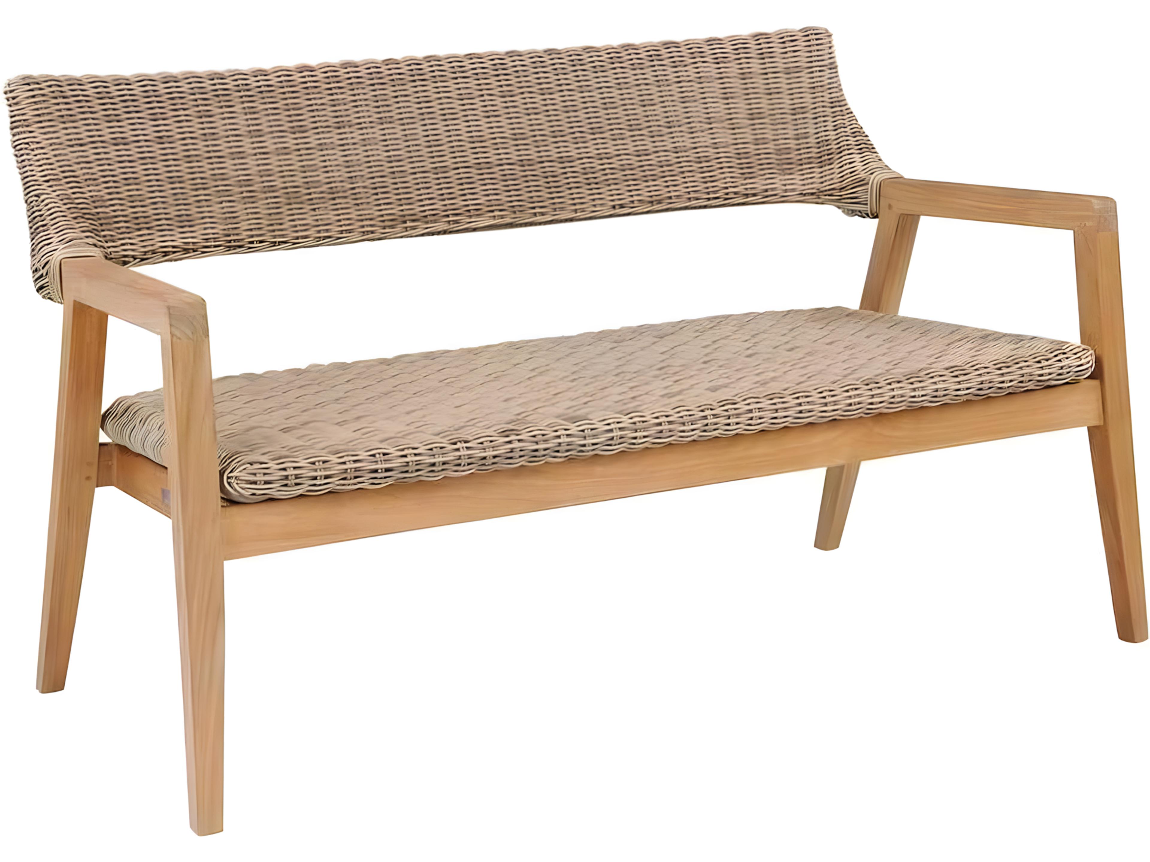 Spencer Teak Wicker Loveseat Modern Outdoor Settee