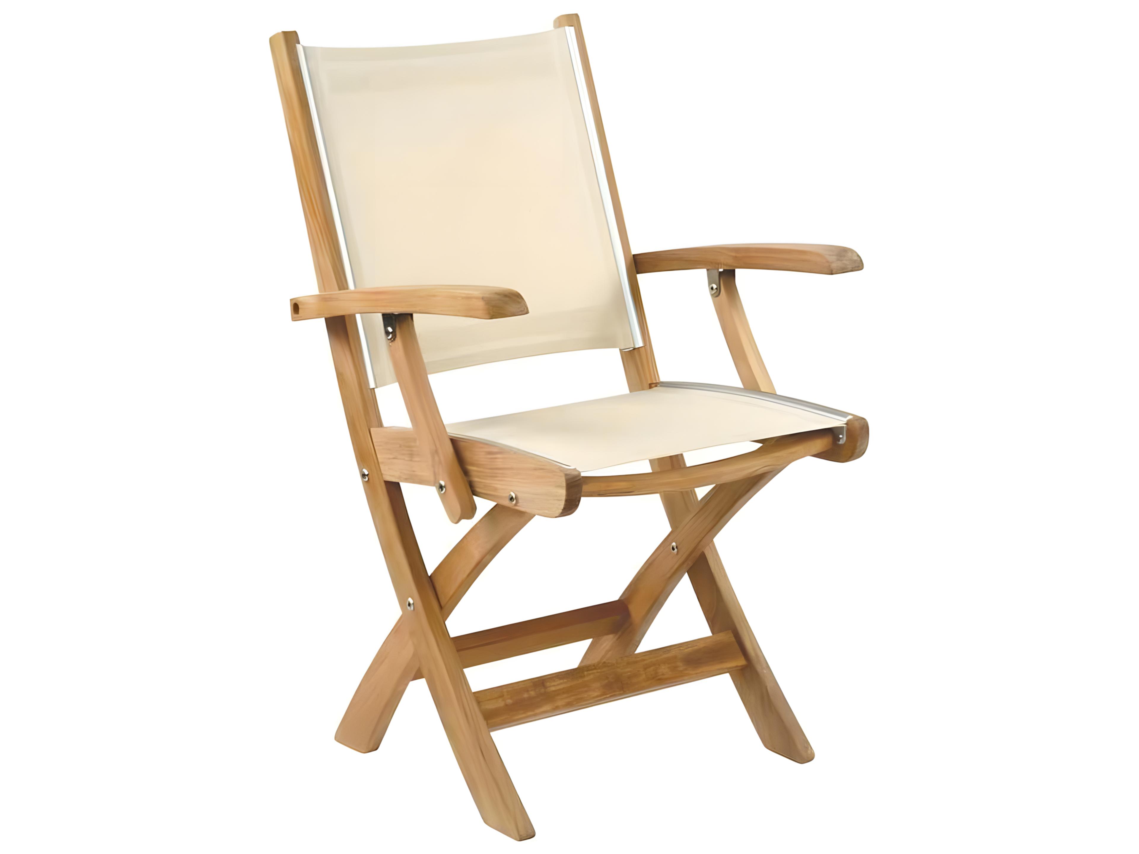Special Order St. Tropez Teak Sling Dining Arm Chair