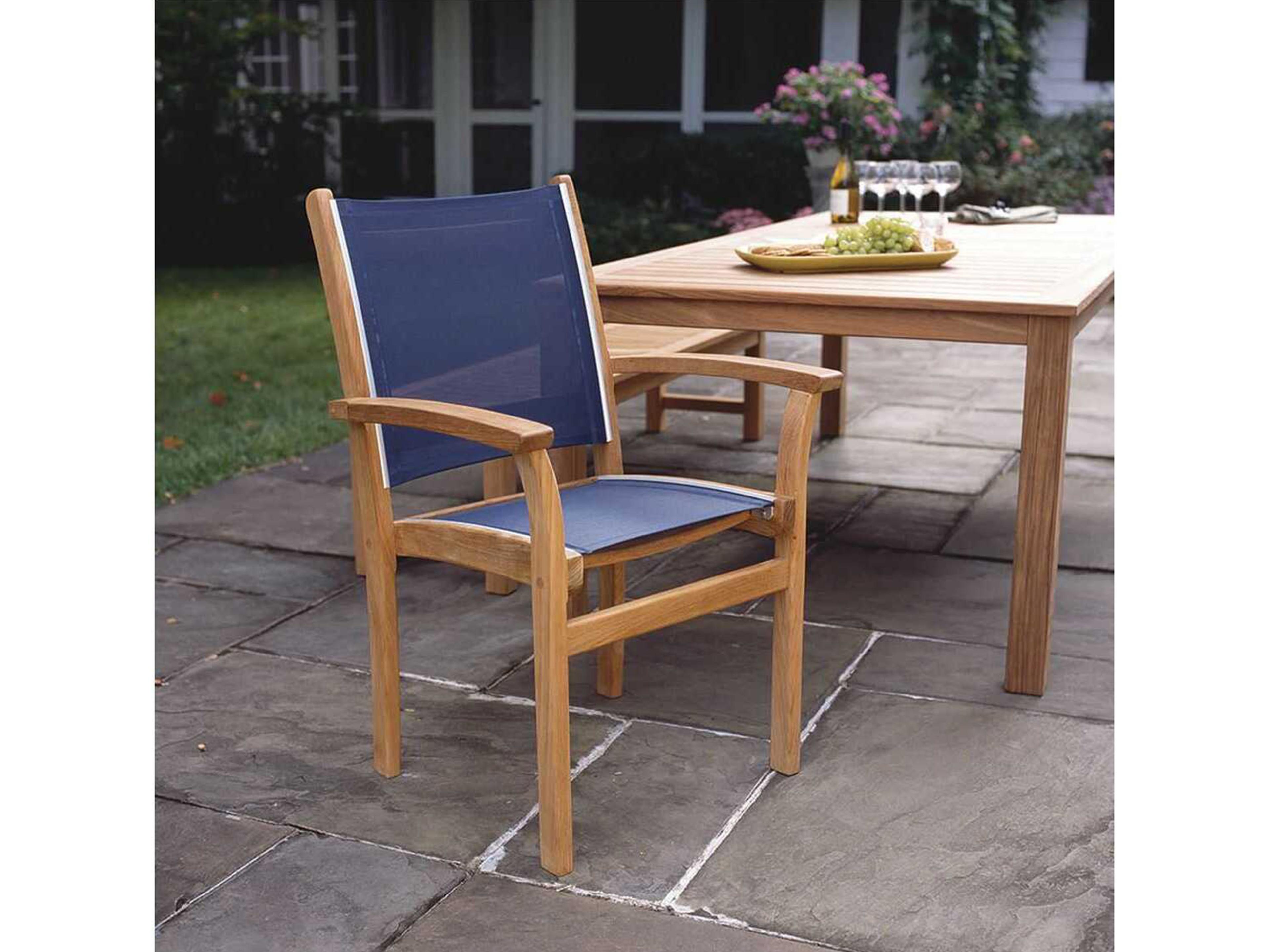 Kingsley Bate Special Order St. Tropez Teak Sling Dining Arm Chair