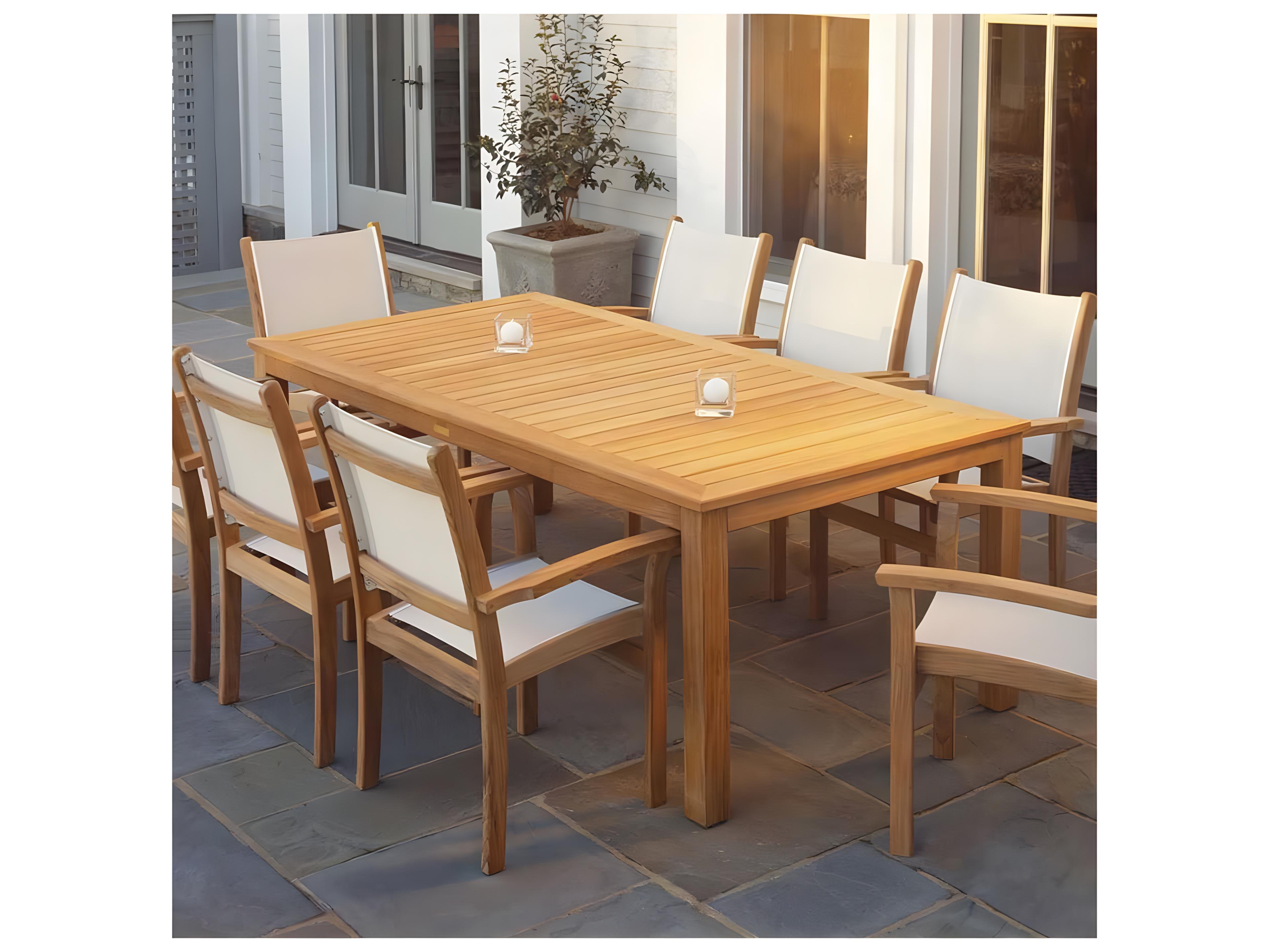 Kingsley Bate Special Order St. Tropez Teak Sling Dining Arm Chair