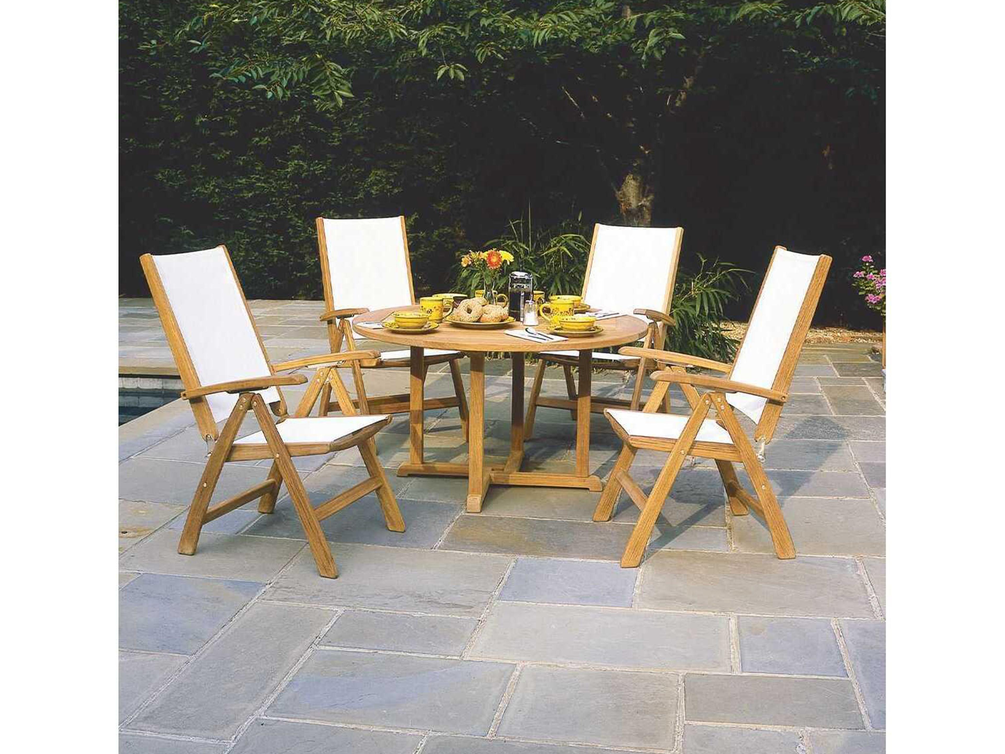 Kingsley Bate Special Order St. Tropez Teak Sling Dining Arm Chair