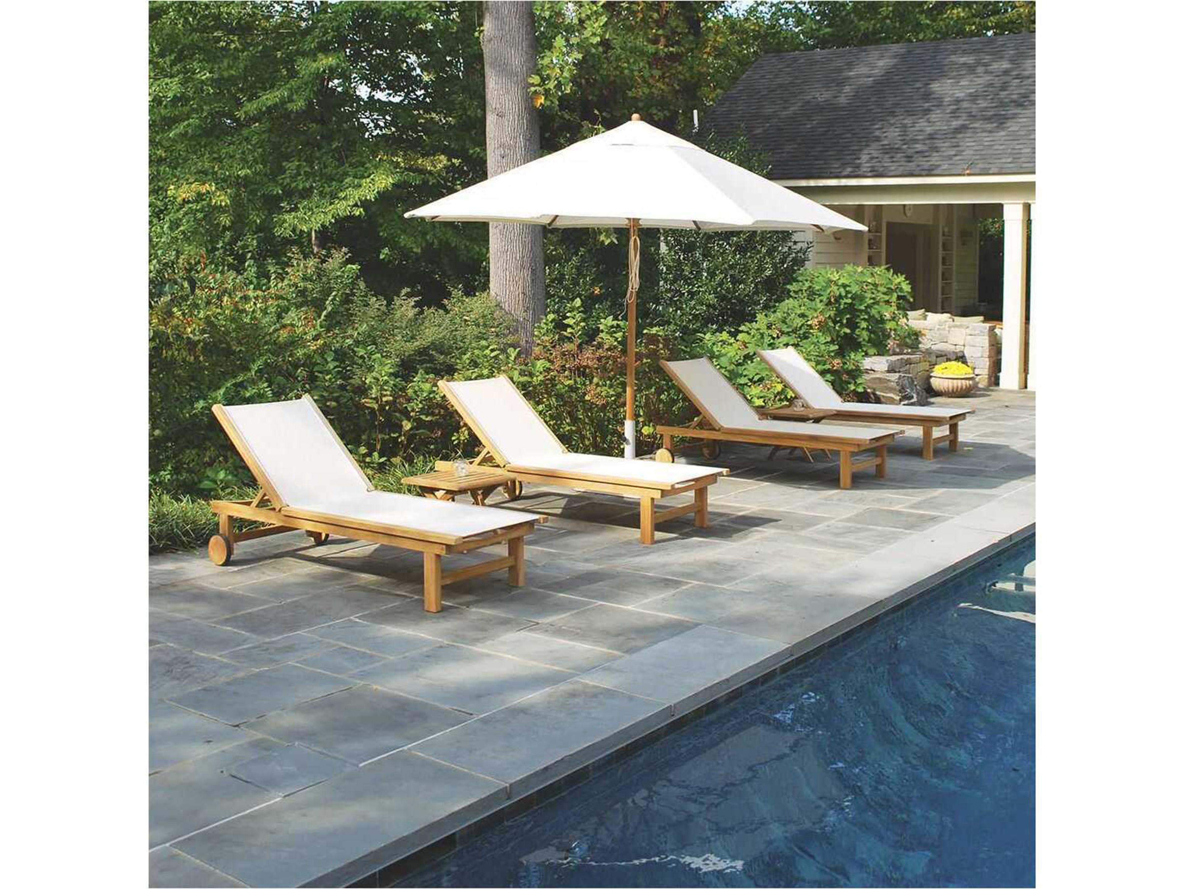 Kingsley Bate St. Tropez Teak Sling Chaise Lounge with Wheels