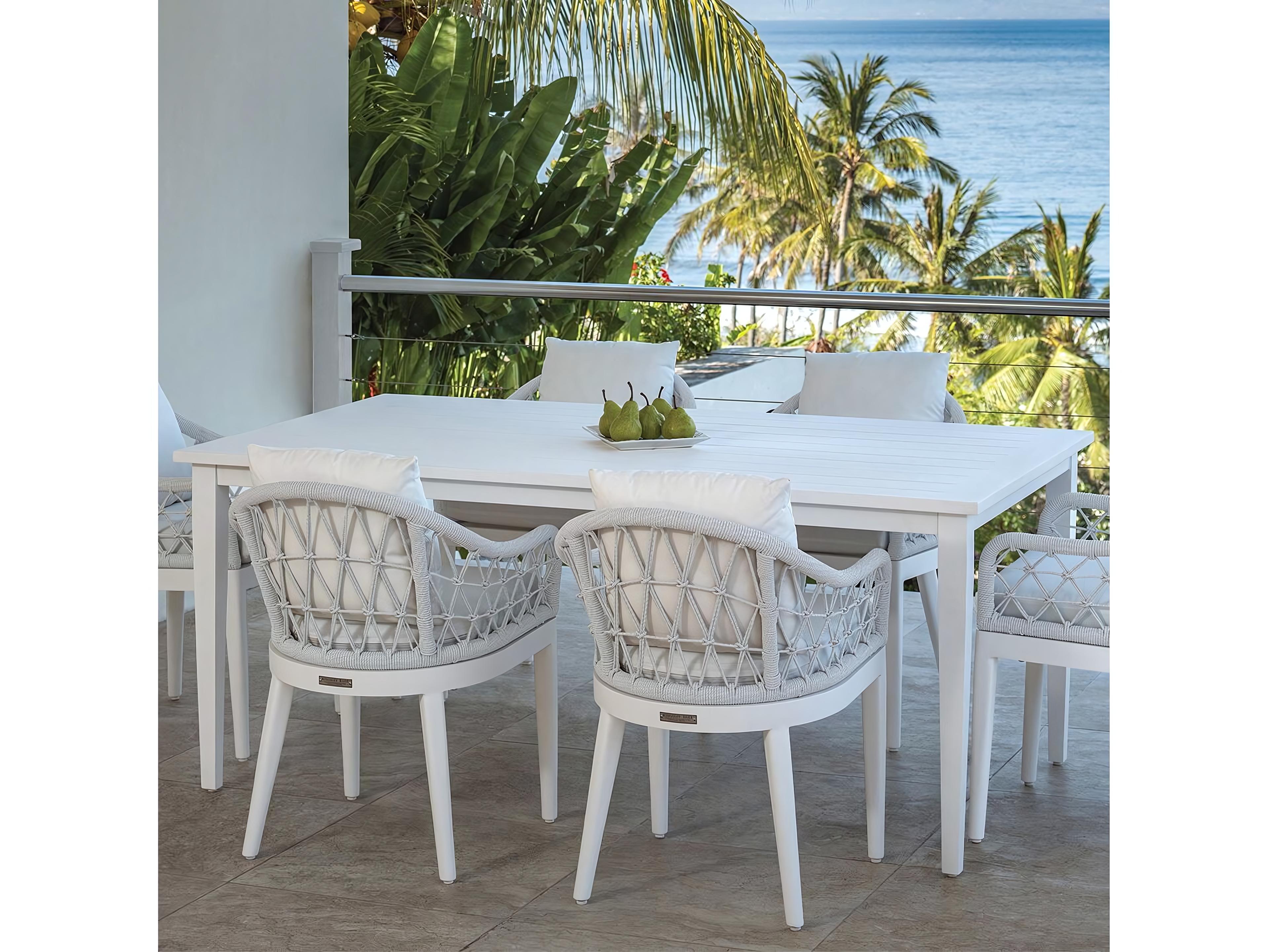 Kingsley Bate Tribeca Aluminum 72"W x 40.5"D Rectangular Dining Table with Umbrella Hole