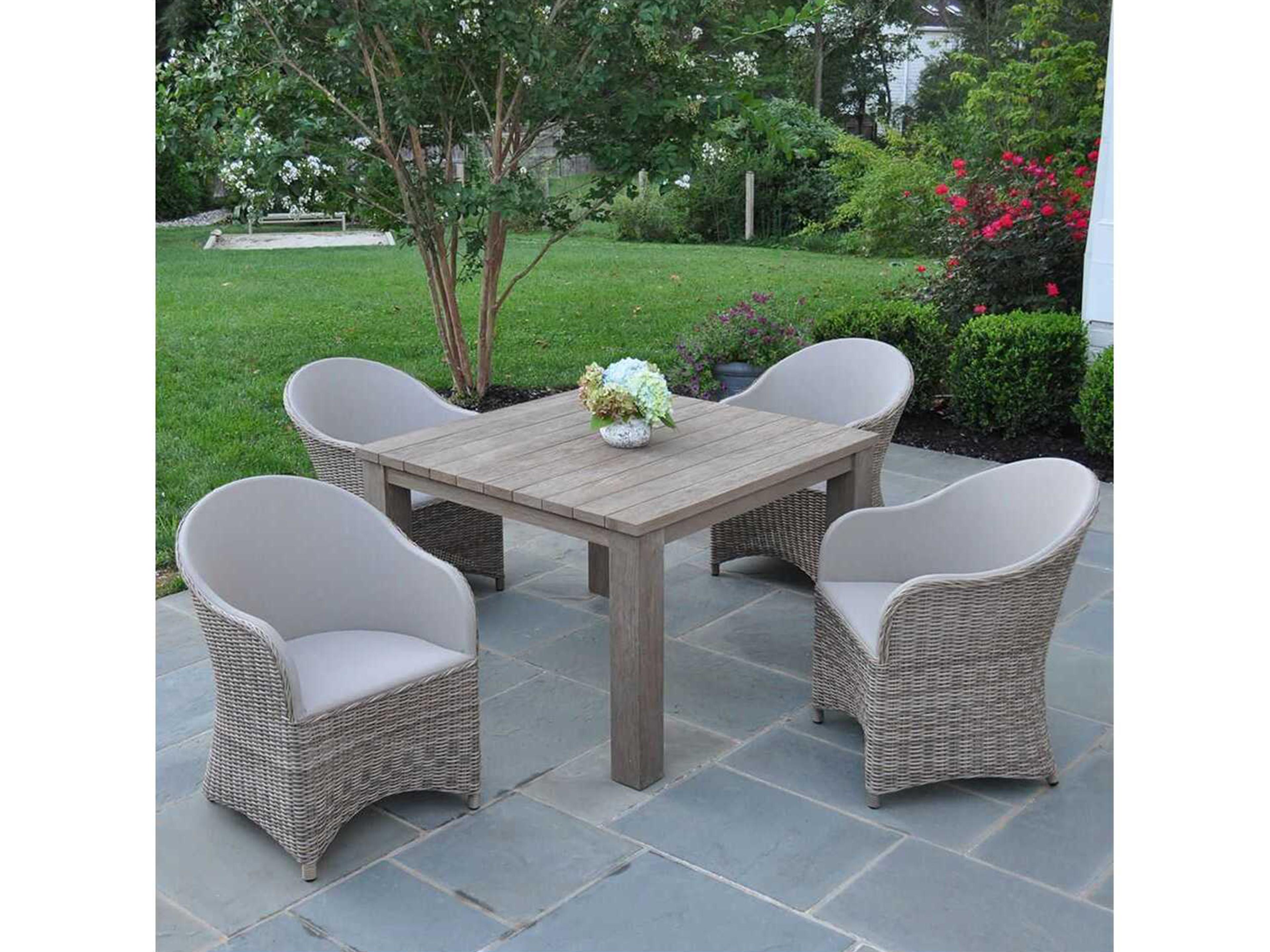 Kingsley Bate Special Order Tuscany Teak Square Umbrella Hole Dining Table