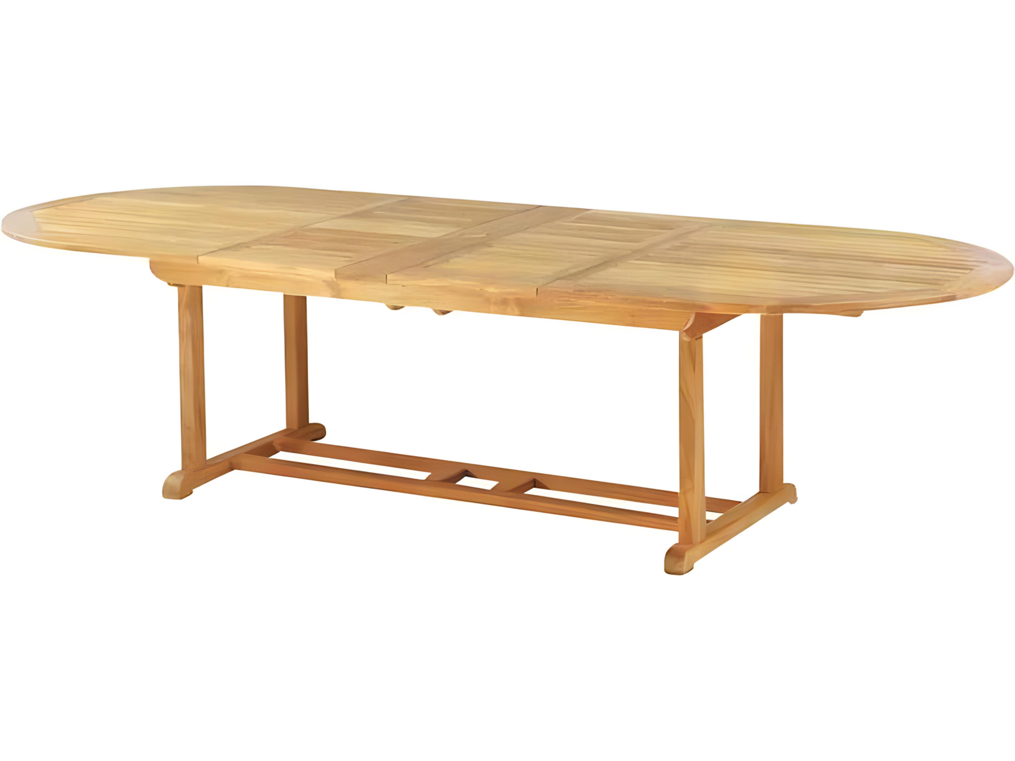 Essex Teak 80-114"W x 45"D Oval Dining Table with Umbrella Hole