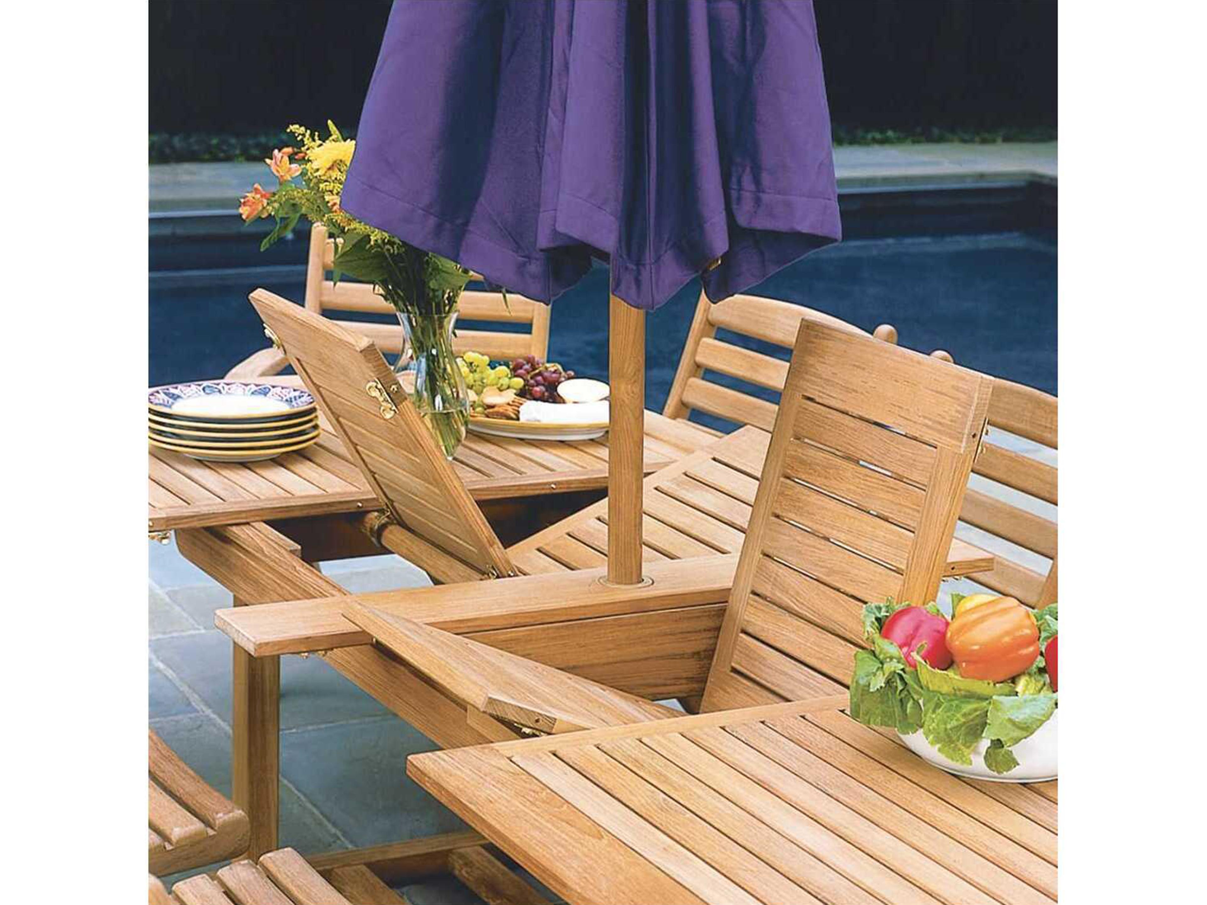 Kingsley Bate Essex Teak 80-114"W x 45"D Oval Dining Table with Umbrella Hole