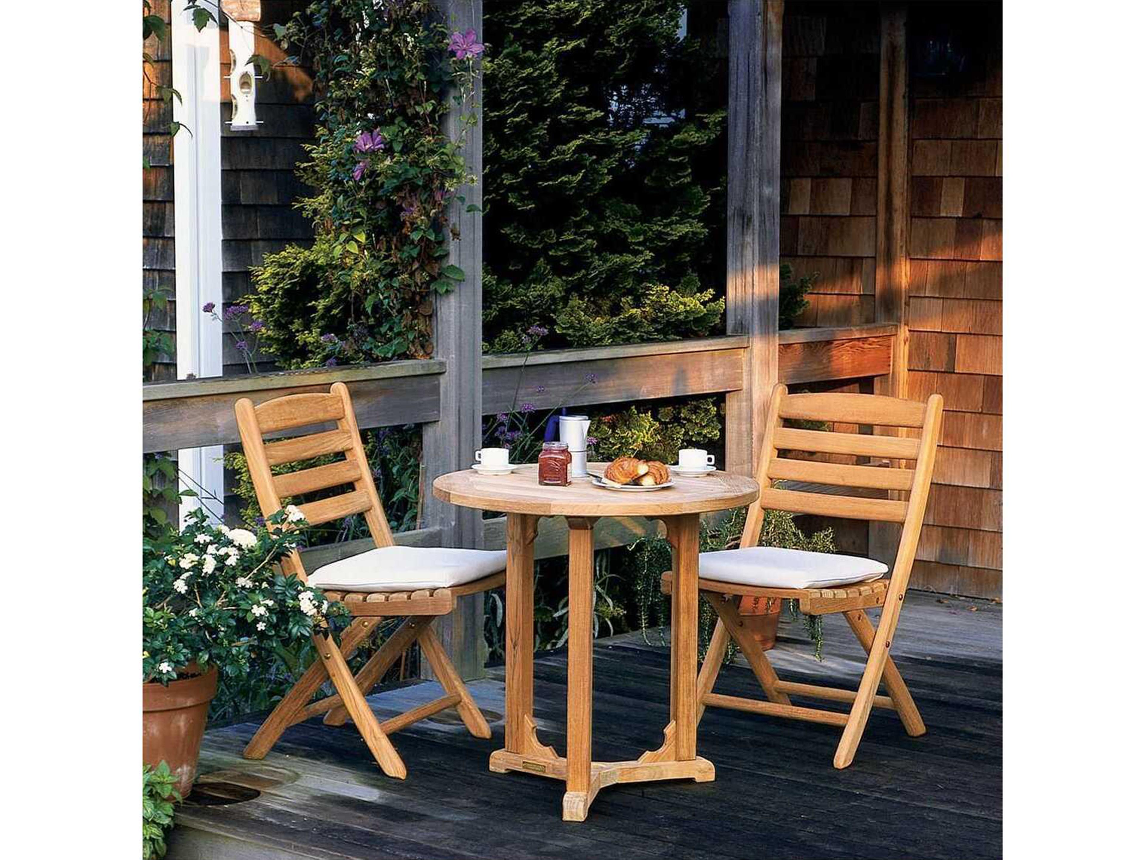 Kingsley Bate Essex Teak 30" Wide Round Bistro Table with Umbrella Hole