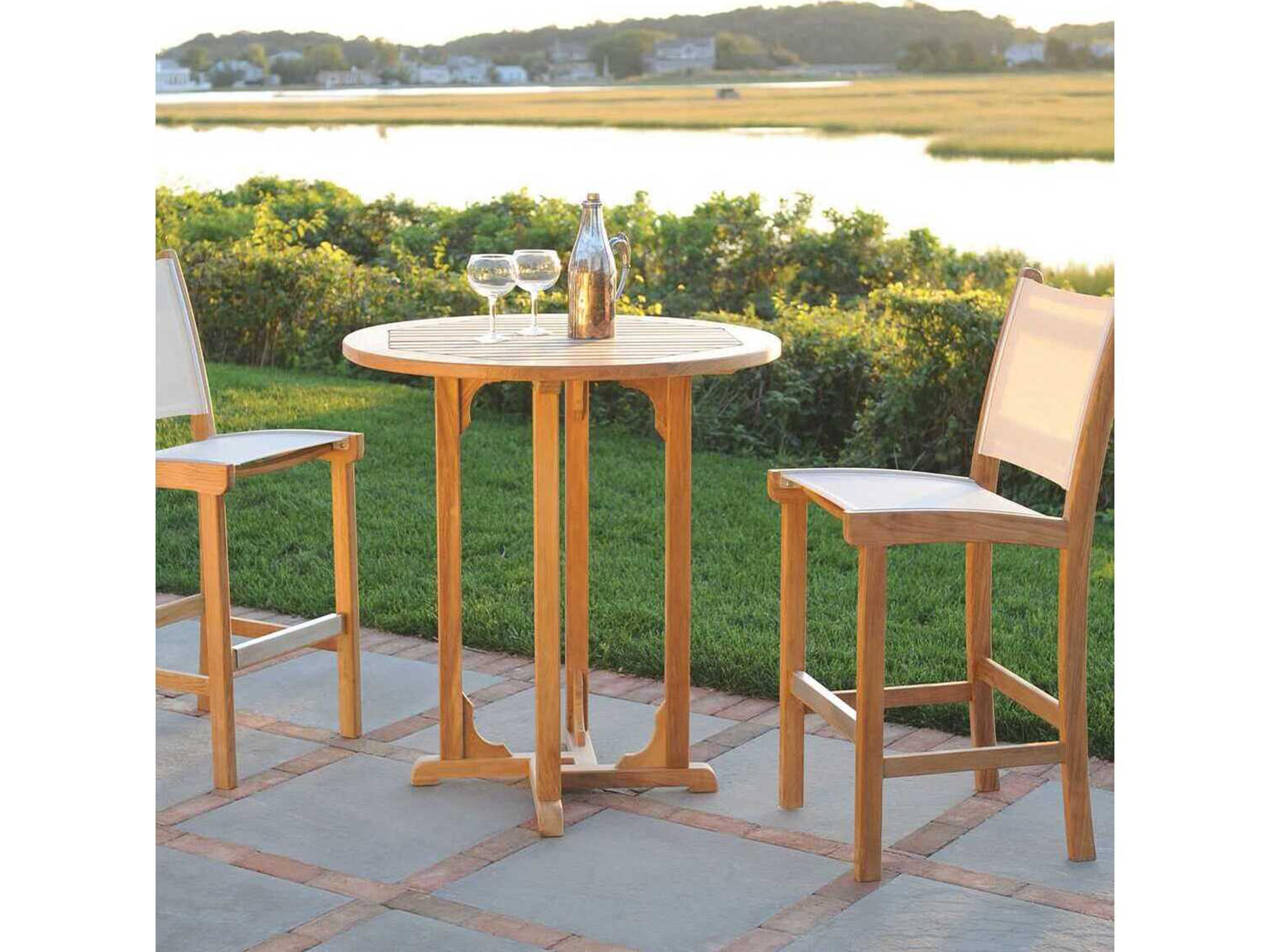 Kingsley Bate Essex Teak 36" Wide Round Bar Table with Umbrella Hole