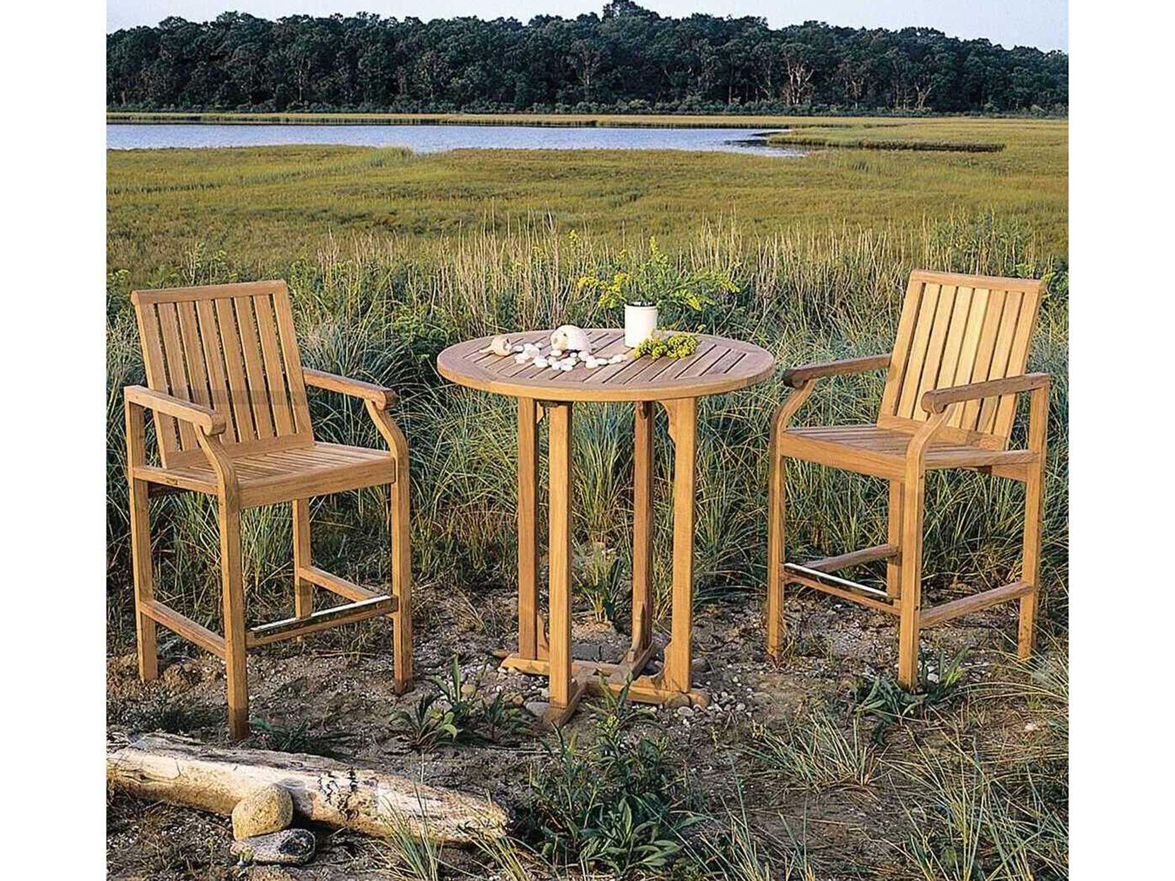Kingsley Bate Essex Teak 36" Wide Round Bar Table with Umbrella Hole
