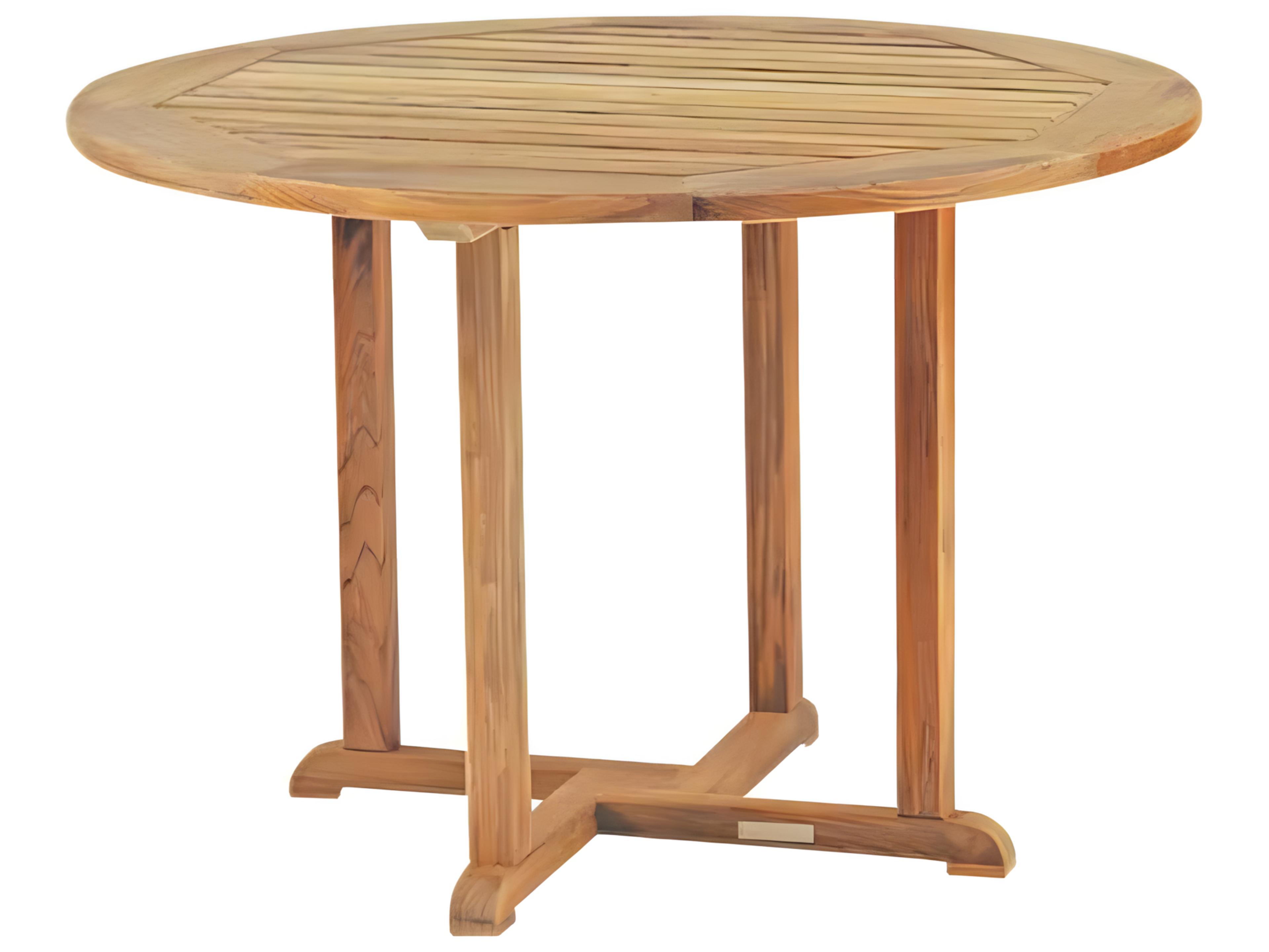 Essex Teak 42" Wide Round Dining Table with Umbrella Hole